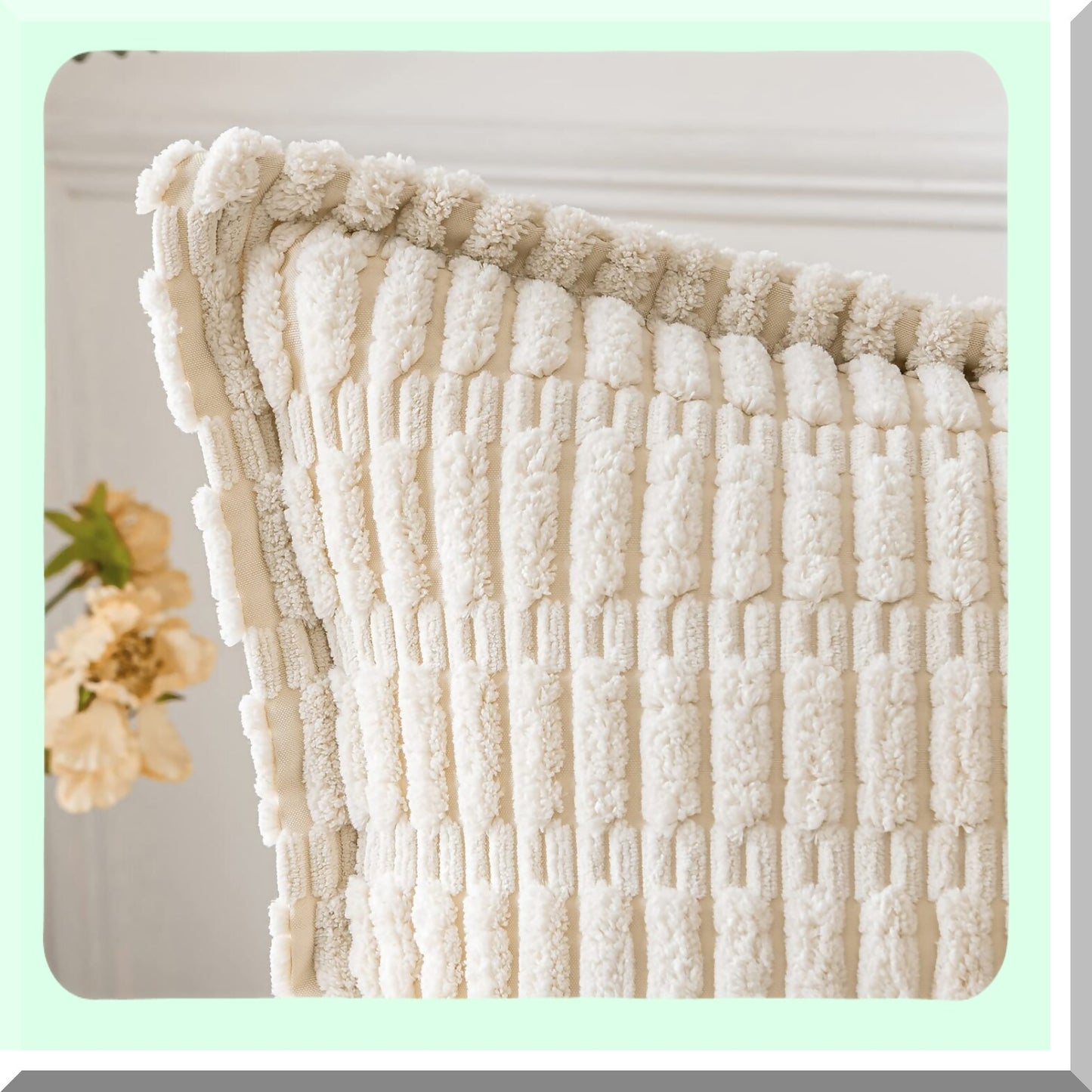 Soft Stripe Corduroy Pillowcase Set - Boho Chic Decorative Throw Pillow Covers (Pack of 2) for Couch, Sofa, Bed - Modern Home Decor - 18x18 Inch