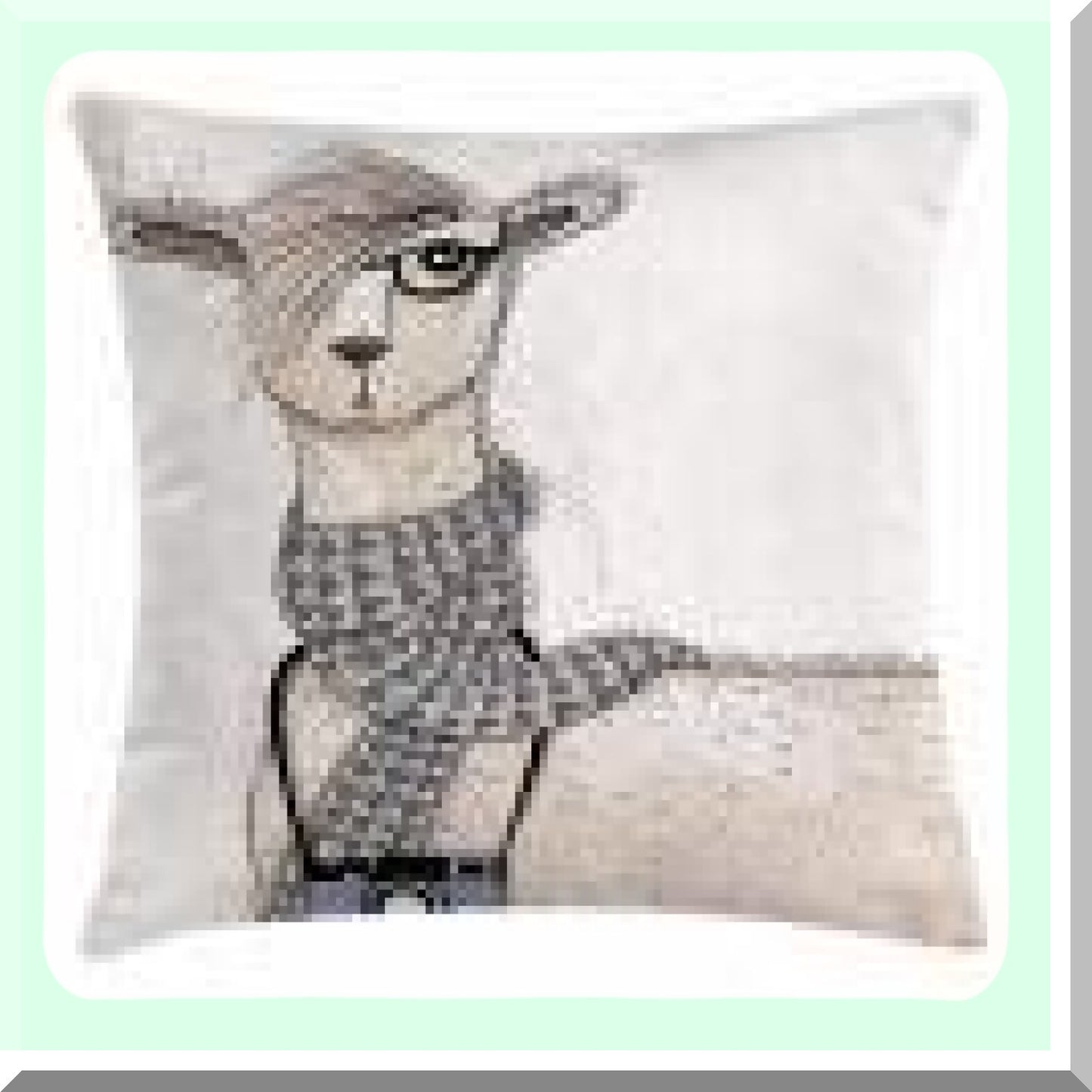 Hipster Llama Dotted Beige Pillow Cover - Decorative Animal Throw Cushion Case, 18" X 18" Ivory Charcoal Accent Square