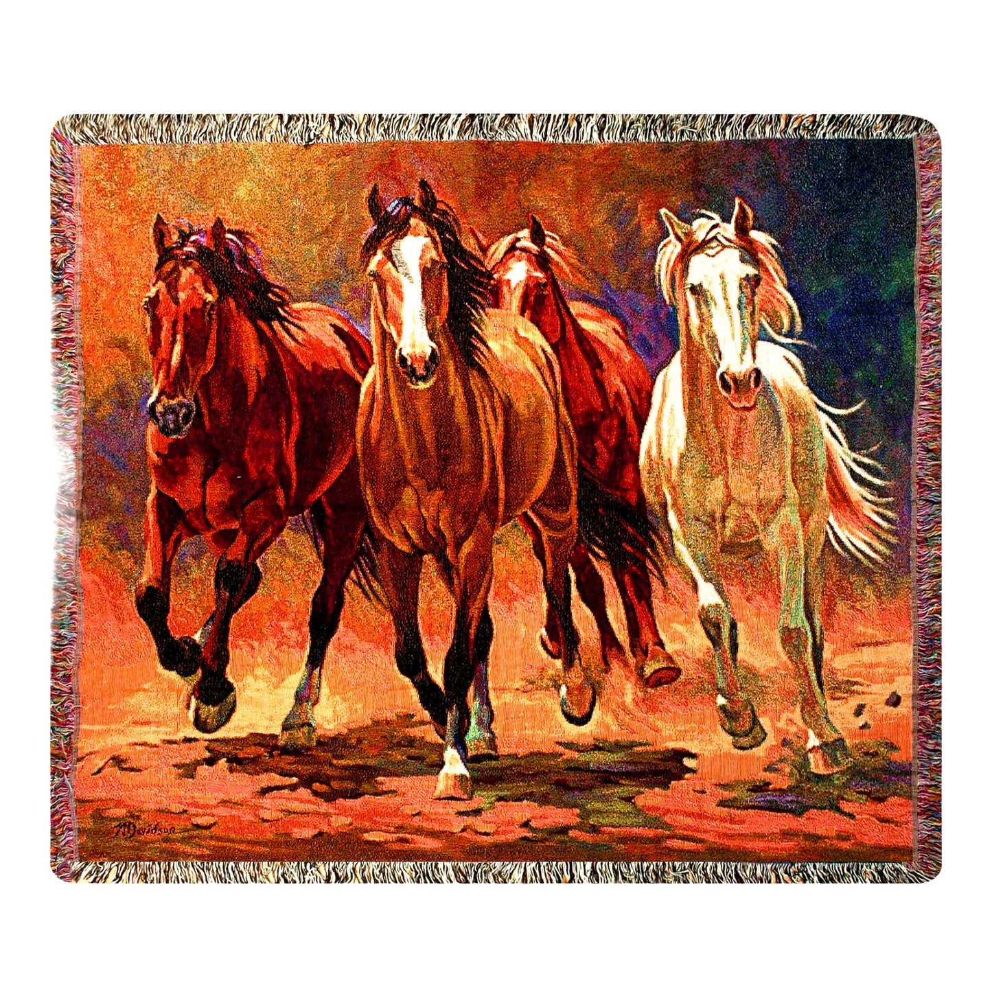 Rustic Hoofbeats Tapestry Throw - 50x60 Inch Western Dcor by Nancy Davidson