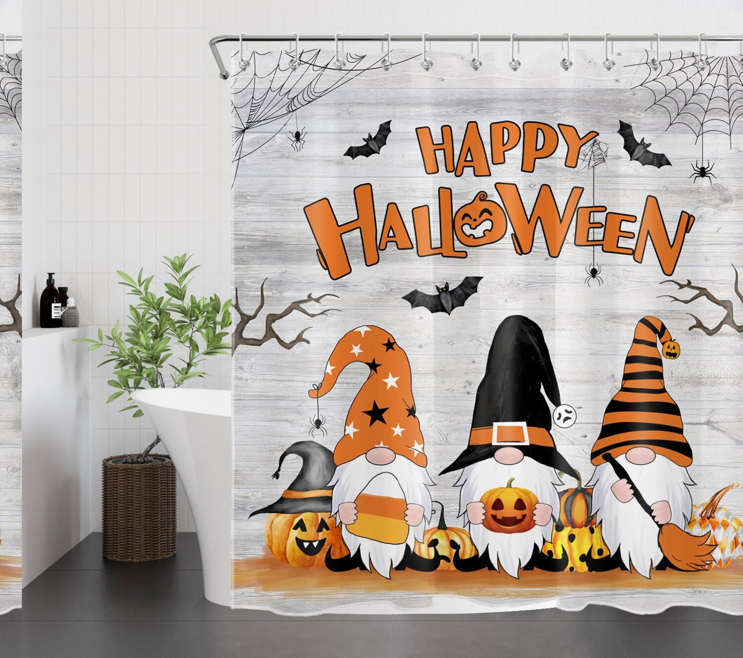 Spooky Grey Polyester Shower Curtain 72x72 Inches