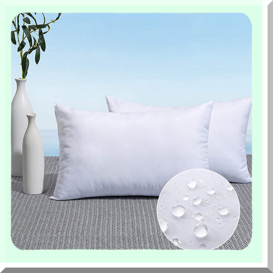 Water-Resistant Outdoor Pillow Inserts - Set of 2 Premium Lumbar Stuffer Sham for Porch Swing & Patio Furniture - Decorative Throw Pillows for Couch & Sofa