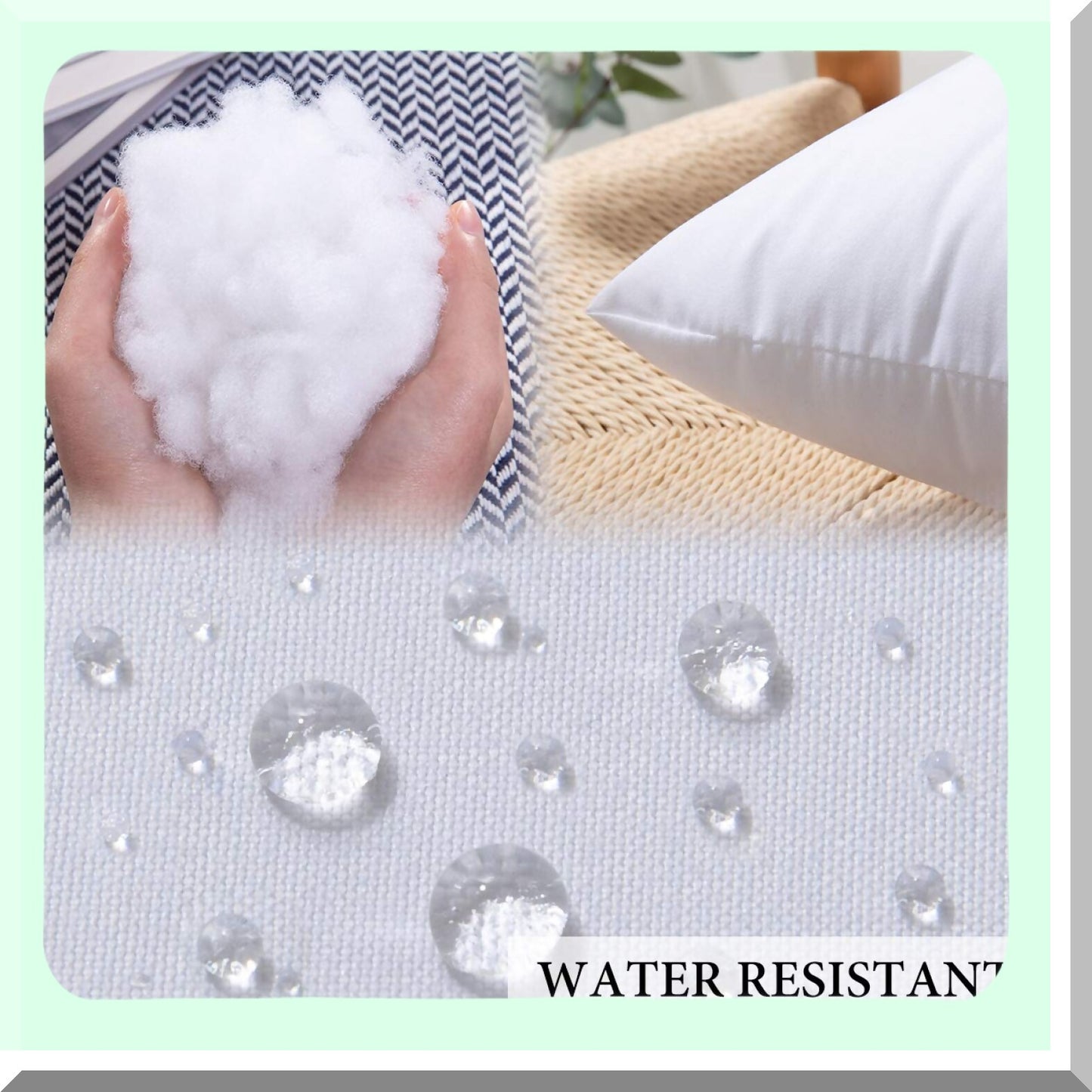 Water-Resistant Outdoor Pillow Inserts - Set of 2 Premium Lumbar Stuffer Sham for Porch Swing & Patio Furniture - Decorative Throw Pillows for Couch & Sofa