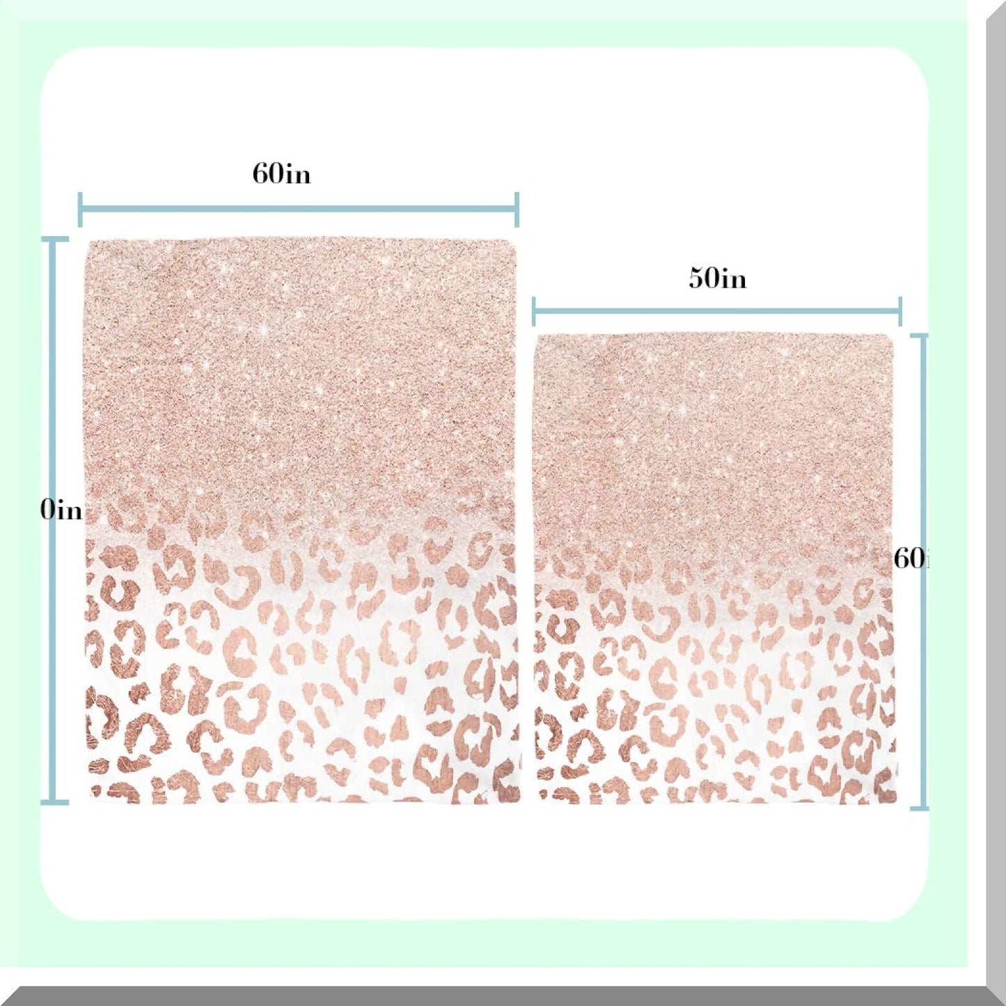 Rose Gold Leopard Glitter Fleece Throw - Soft & Cozy Blanket for Bedding, Office, Sofa, Chair Decor - 50x60 inches