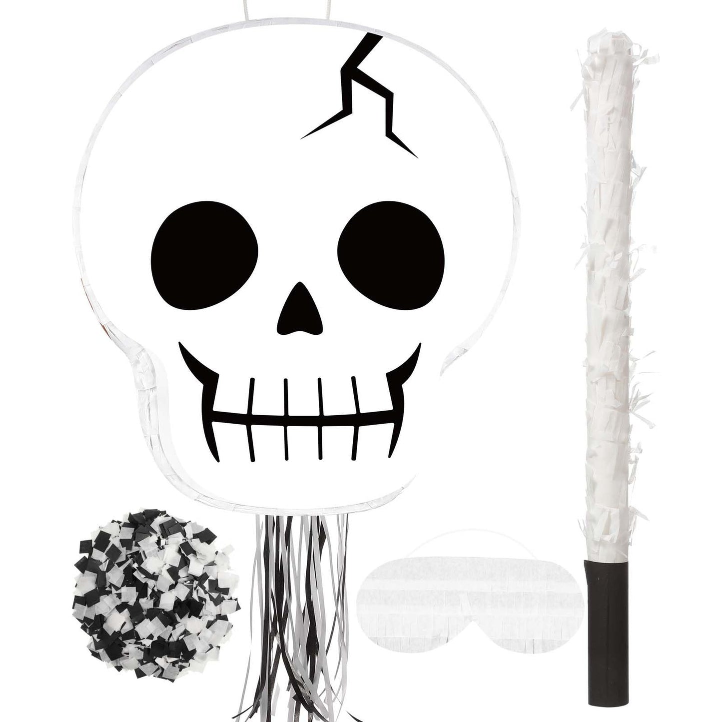 Day of the Dead Skeleton Pinata Set - Includes Stick, Blindfold, and Confetti! Perfect for Mexican Birthday Parties and Decorations. Get yours now!