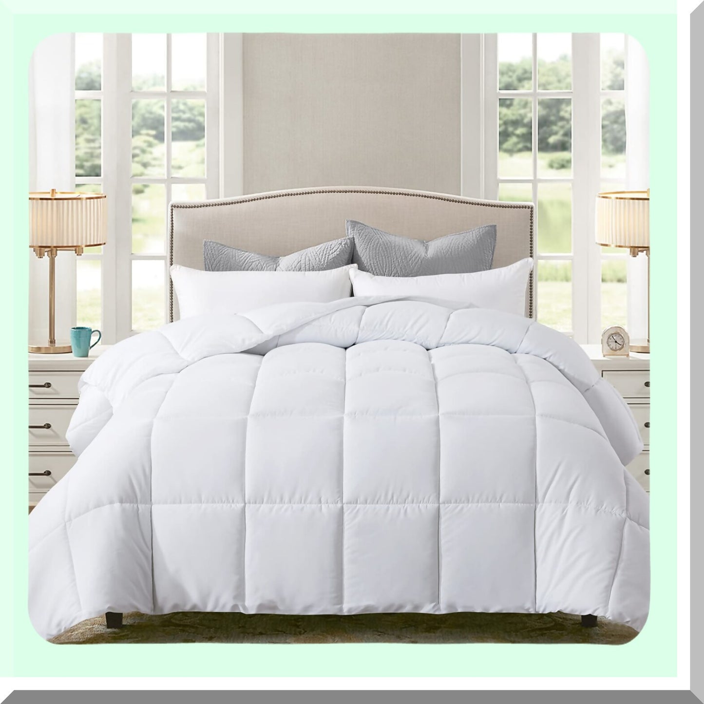 All Season White Fluffy Comforter - Lightweight Down Alternative Duvet Insert - Quilted Bedding Comforter - Size 88x92 Inch - Cozy Sleep Essentials