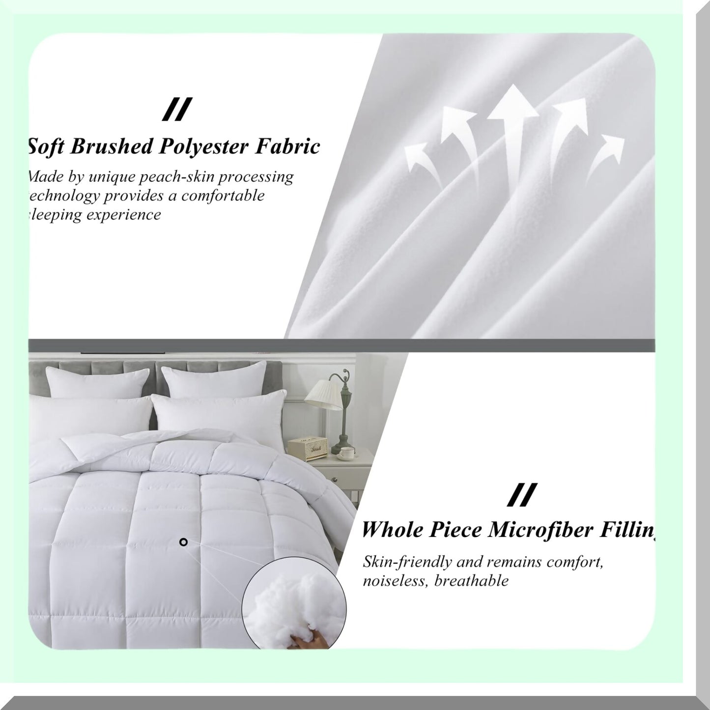 All Season White Fluffy Comforter - Lightweight Down Alternative Duvet Insert - Quilted Bedding Comforter - Size 88x92 Inch - Cozy Sleep Essentials