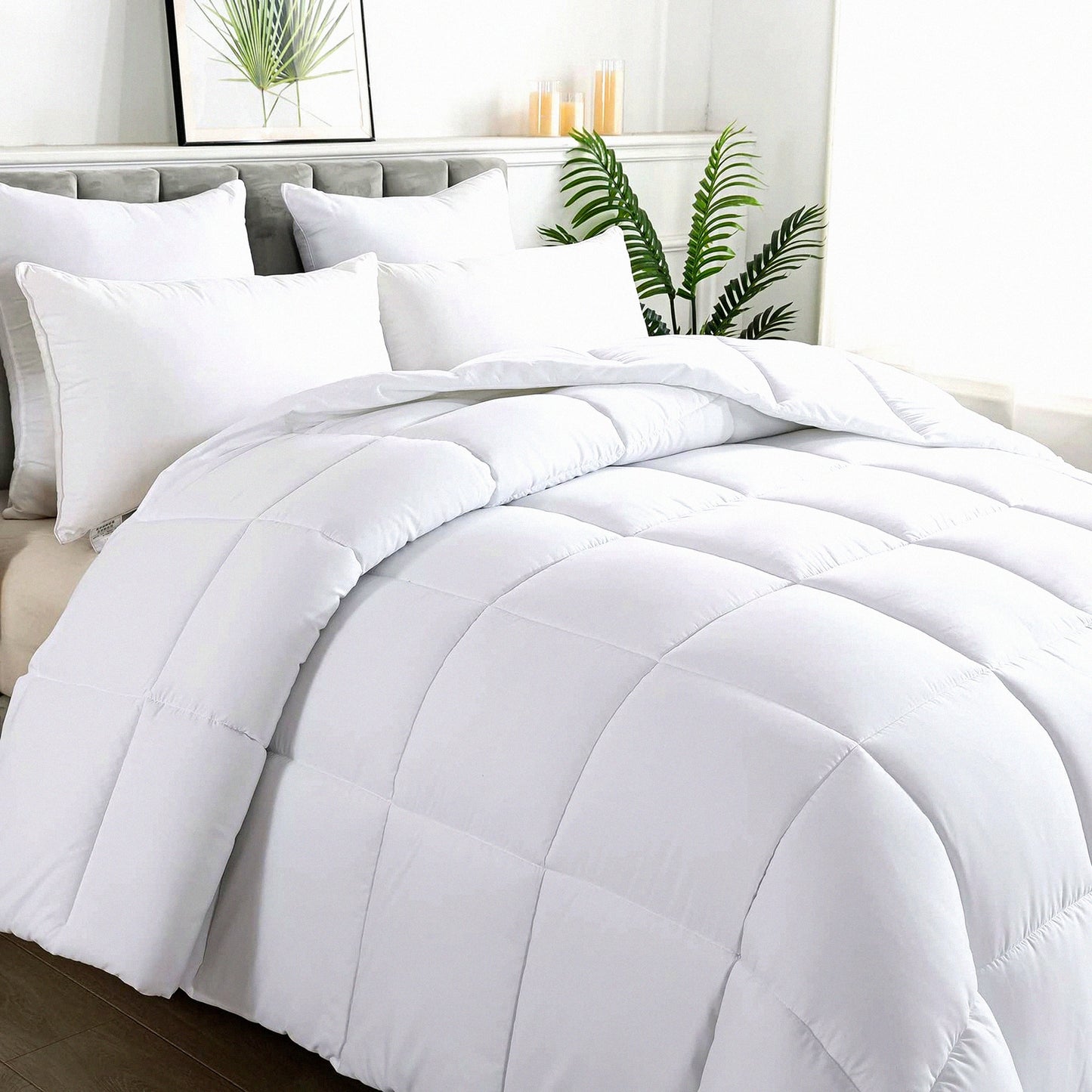 All Season White Fluffy Comforter - Lightweight Down Alternative Duvet Insert - Quilted Bedding Comforter - Size 88x92 Inch - Cozy Sleep Essentials