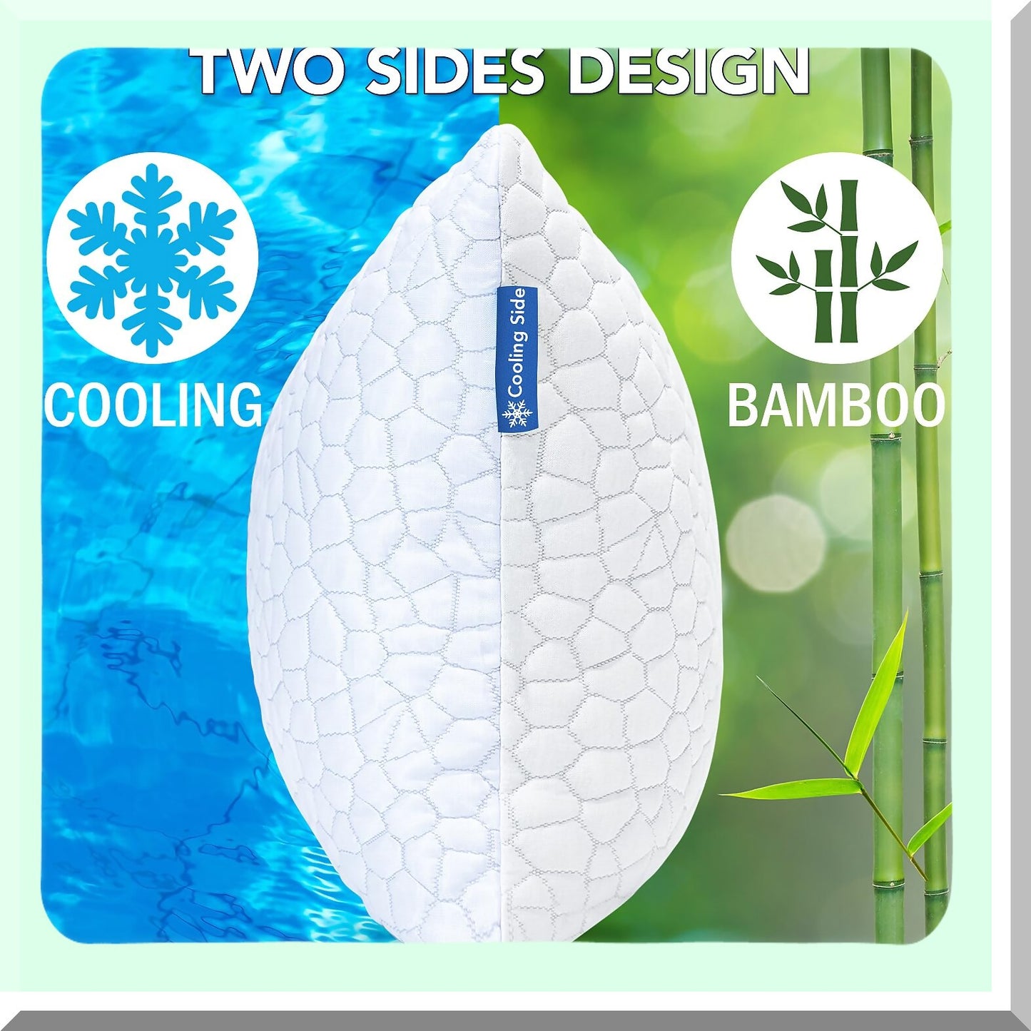 CoolBreeze Memory Foam Pillow Set - Queen Size 2 Pack, Adjustable Firm Support for Side and Back Sleepers, Cooling Gel Infused with Bamboo Cover