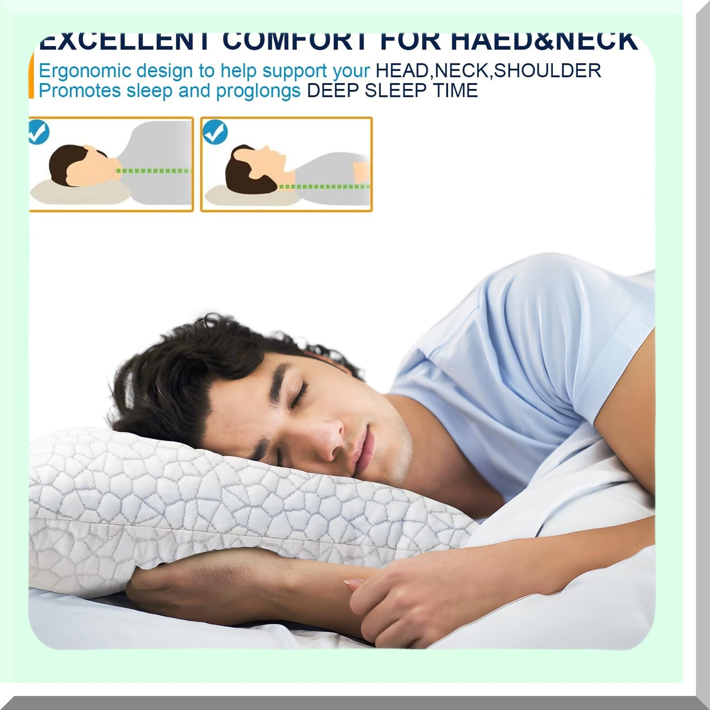 CoolBreeze Memory Foam Pillow Set - Queen Size 2 Pack, Adjustable Firm Support for Side and Back Sleepers, Cooling Gel Infused with Bamboo Cover