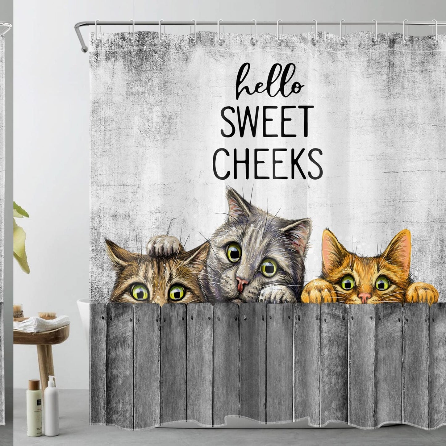 Cat Shower Curtain 72x72 Inches Polyester Fabric