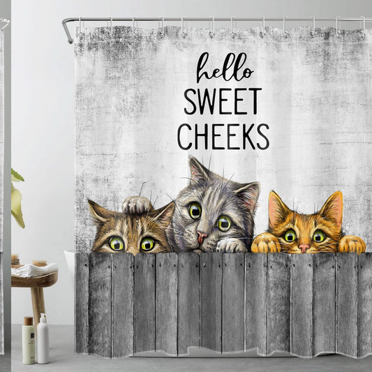 Cat Shower Curtain 72x72 Inches Polyester Fabric