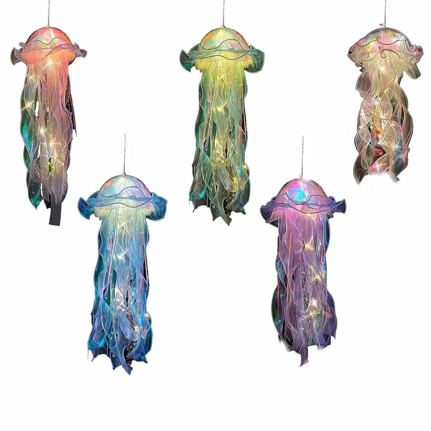 Jellyfish Party Hanging Set - Undersea Decor Kit for Little Mermaid Theme - Set of 5 Ocean Party Decorations for a Splash of Fun!
