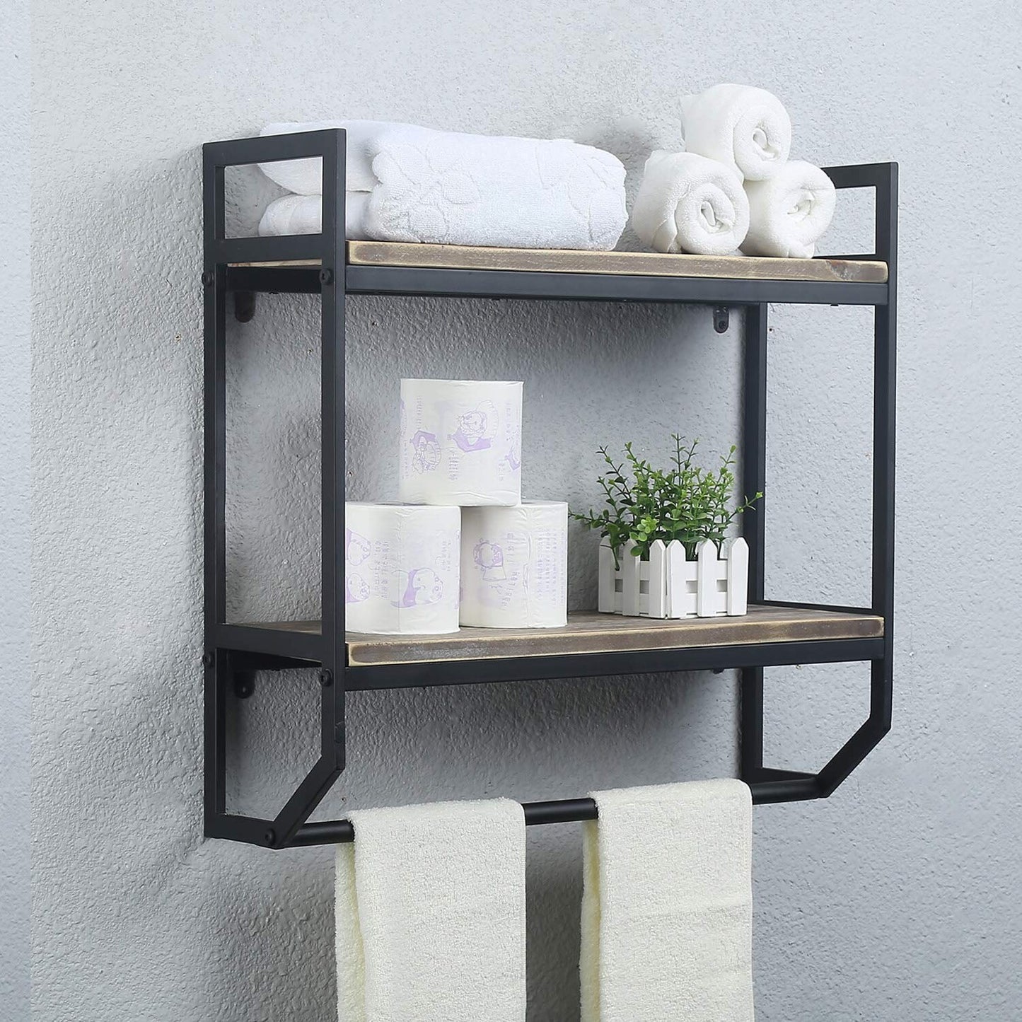 2-Tier Metal Bathroom Shelves Wall Mounted 23.6"