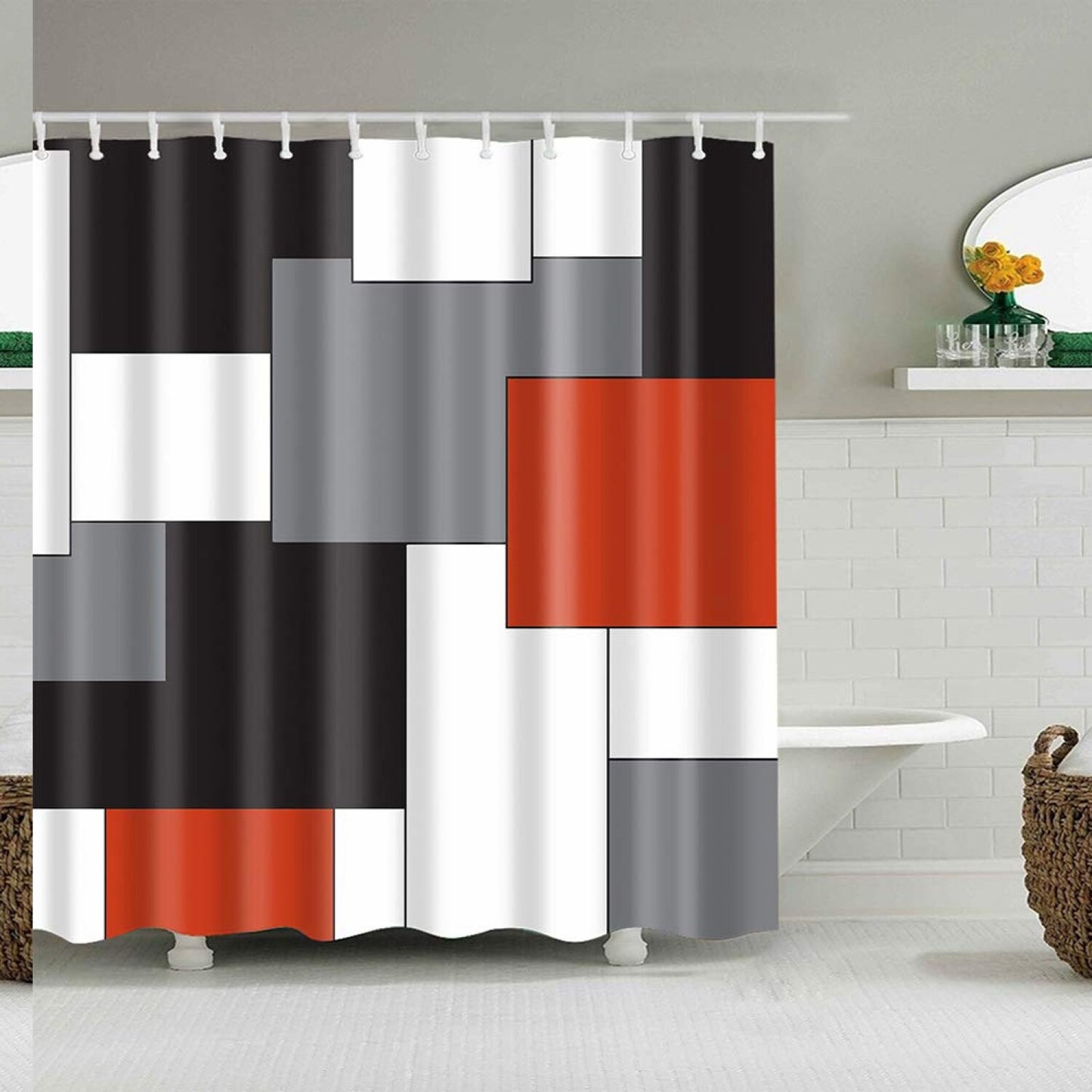 Geometry Pattern Digital Print Shower Curtain 70x70 Inches
