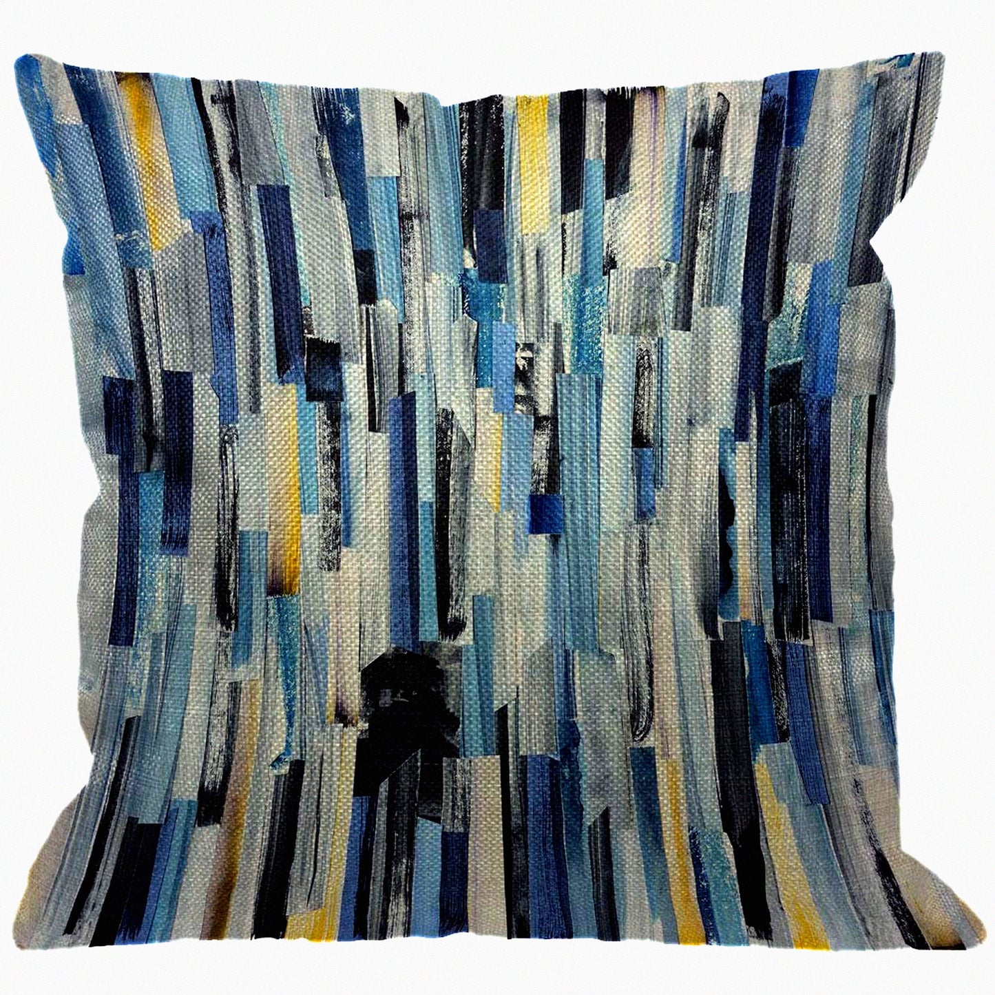 Geometric Ink Stripes Decor Pillow - Multicolor Teal Cushion Cover - Abstract Texture Sofa Throw - Cotton Linen Square Case - Home Couch Accent 18x18"