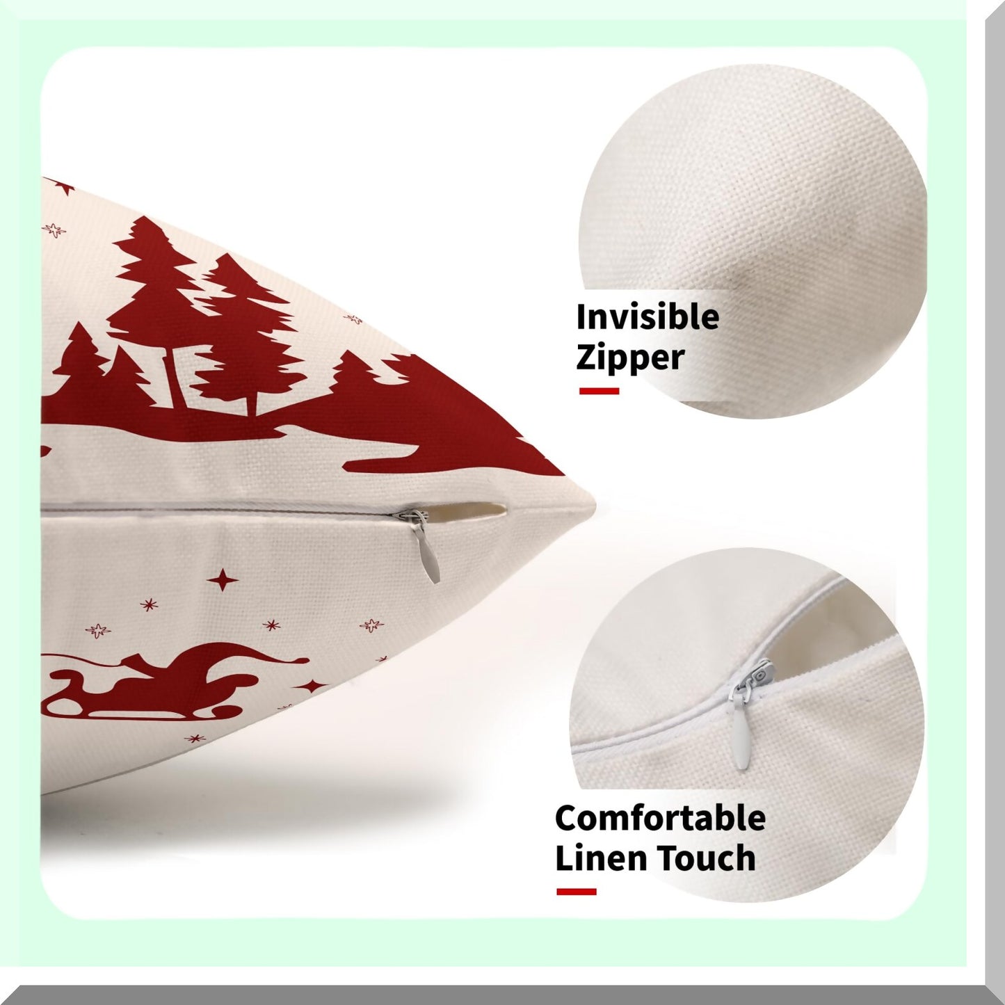 Winter Wonderland Lumbar Pillow Covers - Set of 2 Snowy Forest Decorative Rectangle Cases for Couch & Outdoor. Xmas Tree & Snowman Design, 12X20 Inch Cotton Linen Throw Pillows.