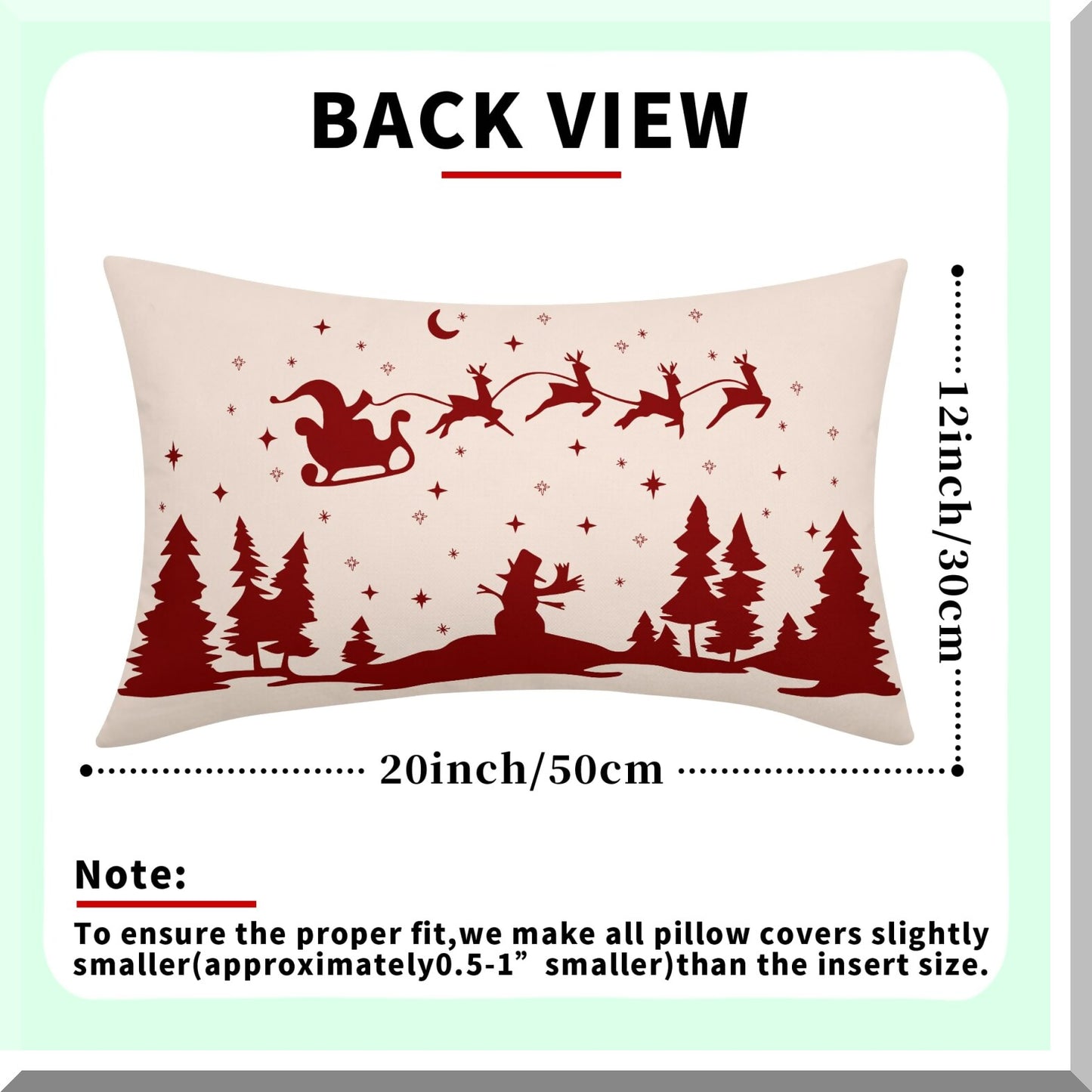 Winter Wonderland Lumbar Pillow Covers - Set of 2 Snowy Forest Decorative Rectangle Cases for Couch & Outdoor. Xmas Tree & Snowman Design, 12X20 Inch Cotton Linen Throw Pillows.