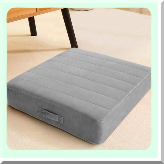 ComfortCloud Floor Cushion - Extra Large Square Meditation Pillow for Adults & Kids - Thick Foam Seating with Soft Tufted Cover - Washable & Durable - Ideal for Sitting, Yoga, & Relaxation - 24" Grey
