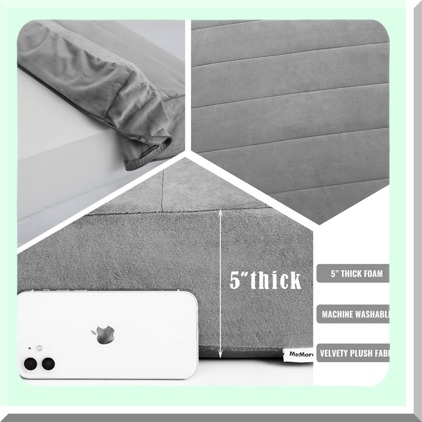 ComfortCloud Floor Cushion - Extra Large Square Meditation Pillow for Adults & Kids - Thick Foam Seating with Soft Tufted Cover - Washable & Durable - Ideal for Sitting, Yoga, & Relaxation - 24" Grey