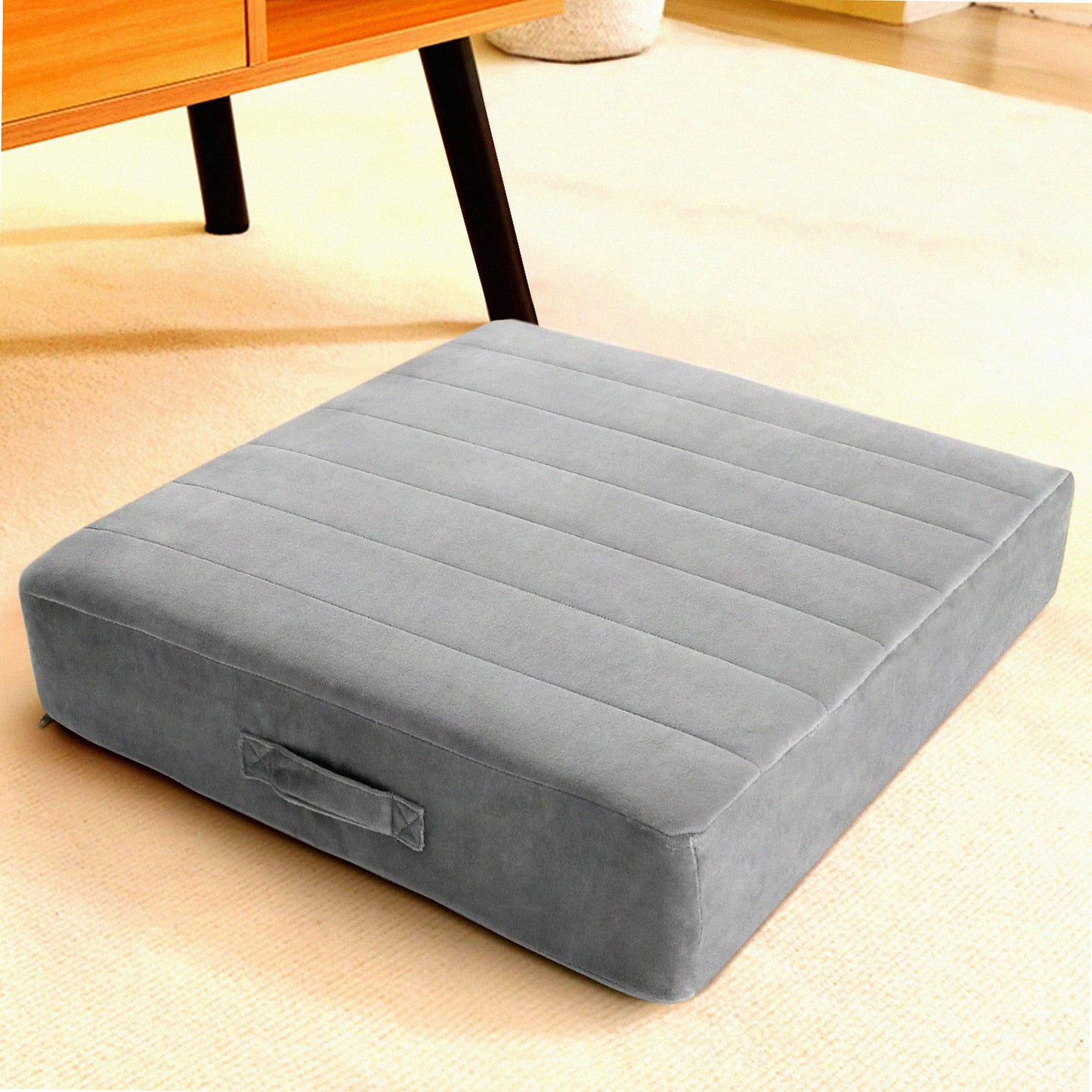 ComfortCloud Floor Cushion - Extra Large Square Meditation Pillow for Adults & Kids - Thick Foam Seating with Soft Tufted Cover - Washable & Durable - Ideal for Sitting, Yoga, & Relaxation - 24" Grey