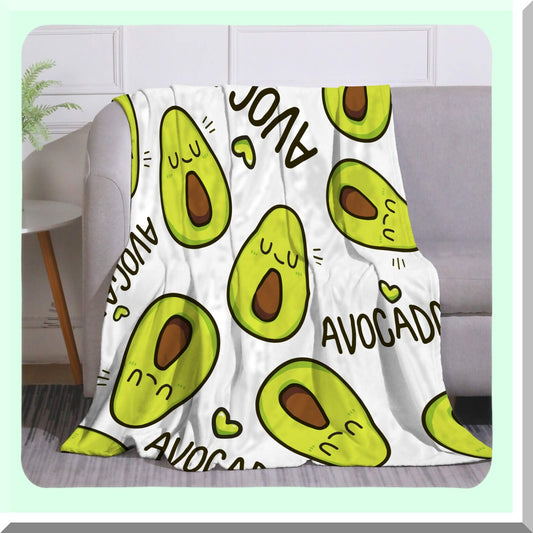 Cozy Avocado Bliss: Super Soft Plush Fleece Throw Blanket 60x80 Inch - Perfect for Sofa, Bed, Travel, and Camping