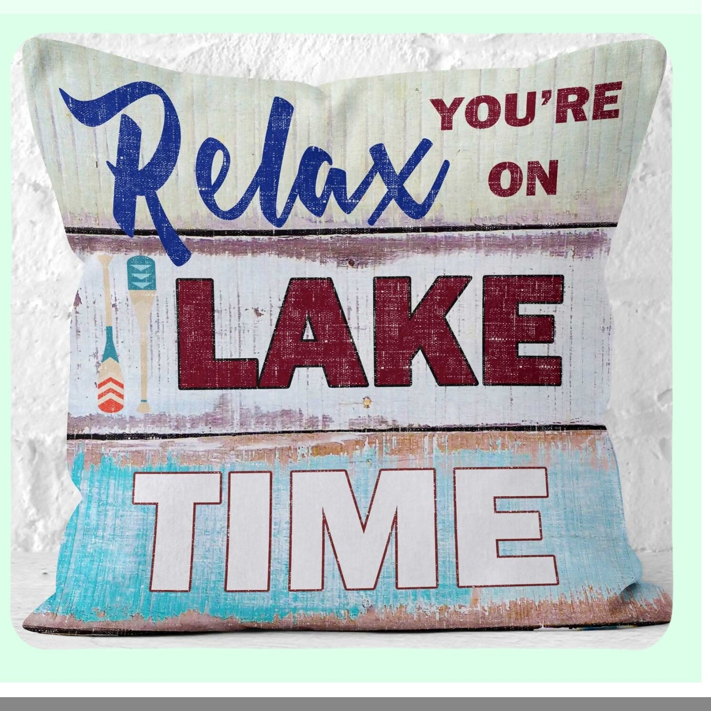 Rustic Lake Retreat Decor Pillow - Vintage Style 18x18 Throw Cover for Relaxing on Lake Time - Cabin Decorative Cushion Case