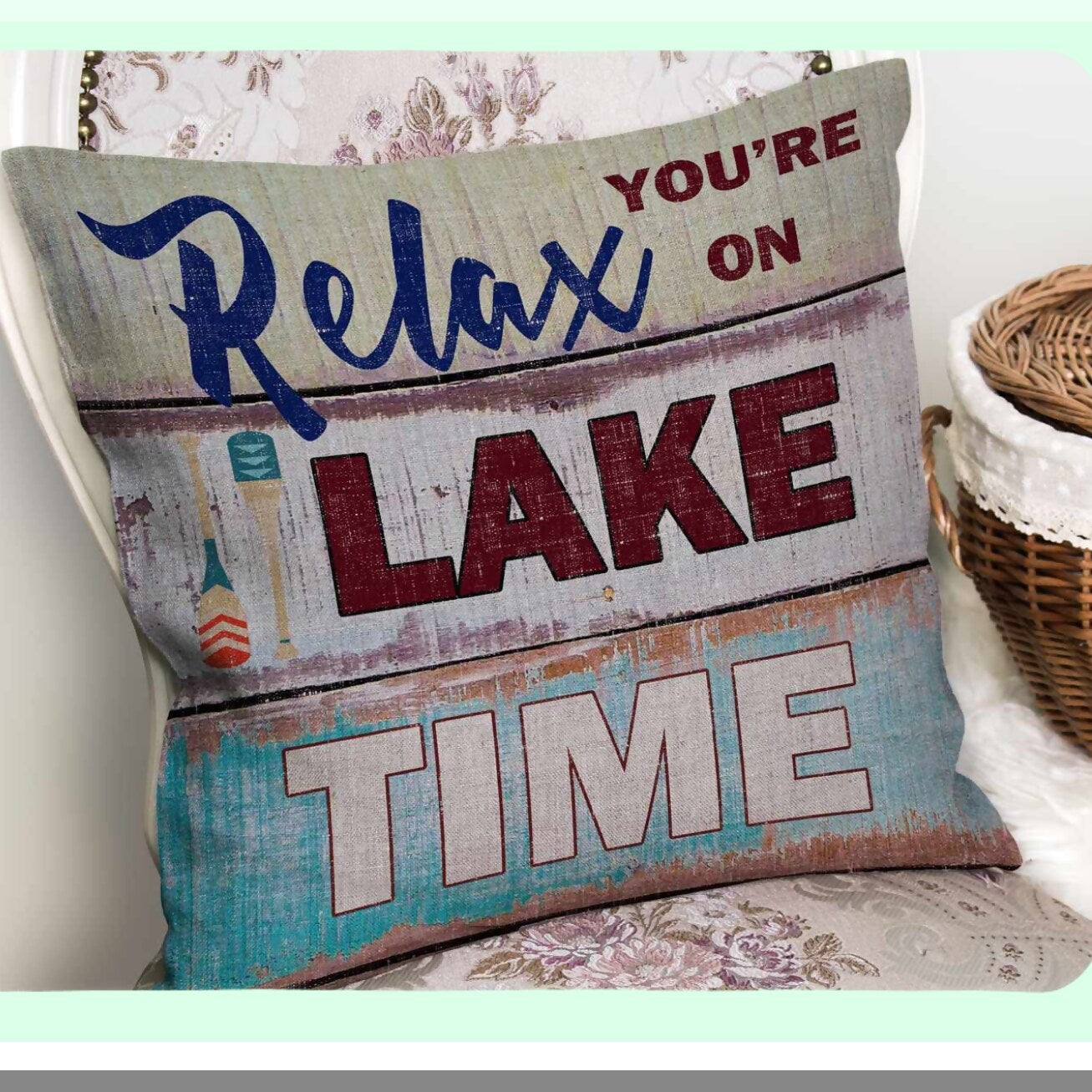 Rustic Lake Retreat Decor Pillow - Vintage Style 18x18 Throw Cover for Relaxing on Lake Time - Cabin Decorative Cushion Case