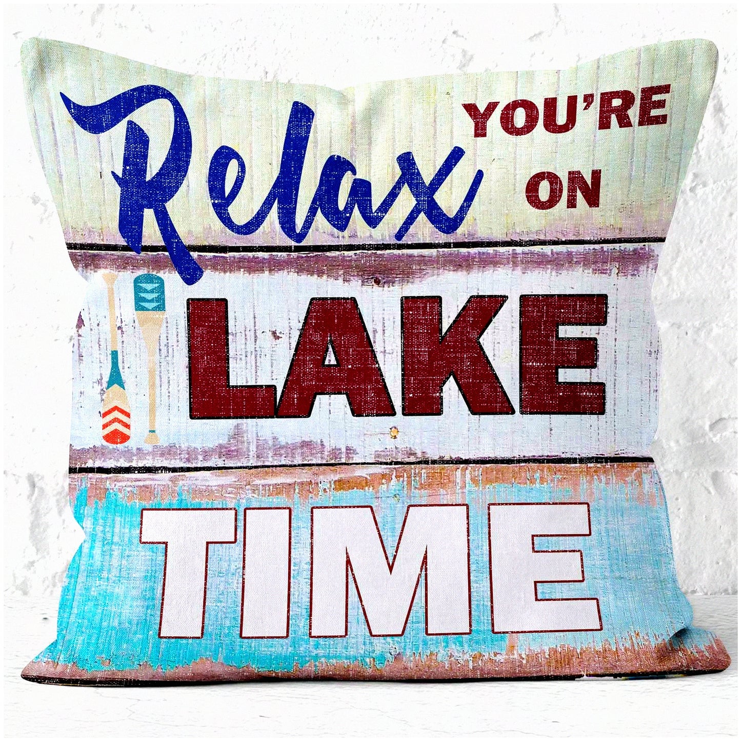 Rustic Lake Retreat Decor Pillow - Vintage Style 18x18 Throw Cover for Relaxing on Lake Time - Cabin Decorative Cushion Case