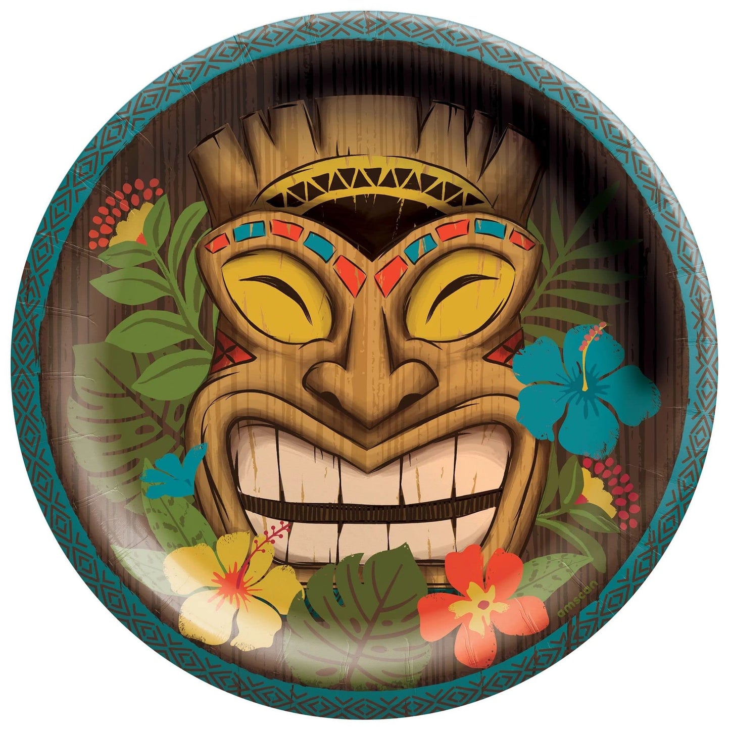 Multicolor Vintage Tiki Paper Plates for Parties