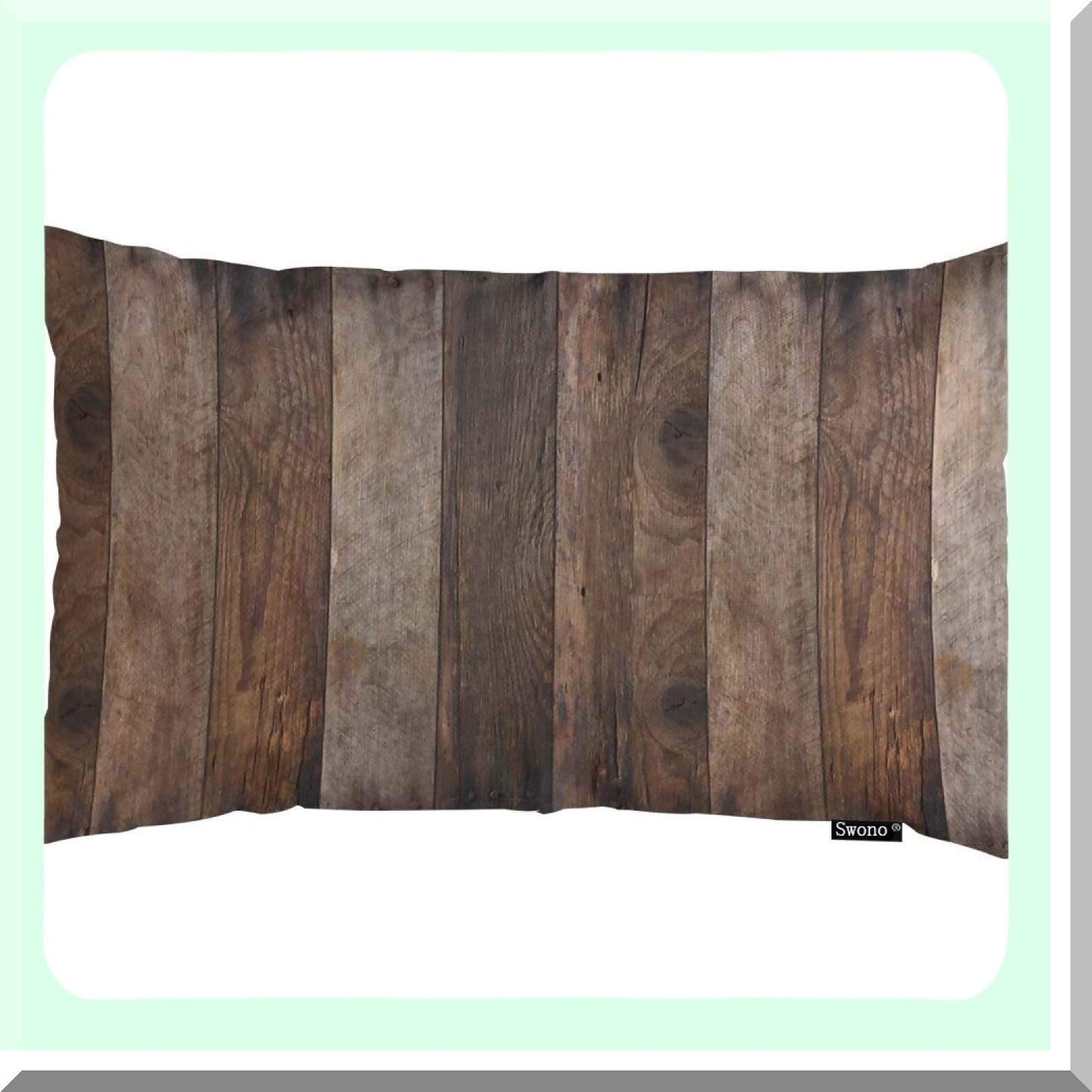 Rustic Wood Plank Decorative Pillow Cover - Brown Cotton Linen Sofa Bed Couch Pillowcase - Wooden Dark Floor Rectangular Throw Pillow 12"X20"