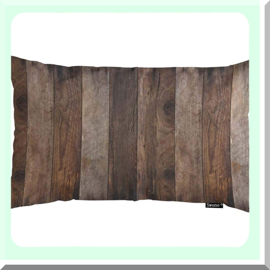 Rustic Wood Plank Decorative Pillow Cover - Brown Cotton Linen Sofa Bed Couch Pillowcase - Wooden Dark Floor Rectangular Throw Pillow 12"X20"