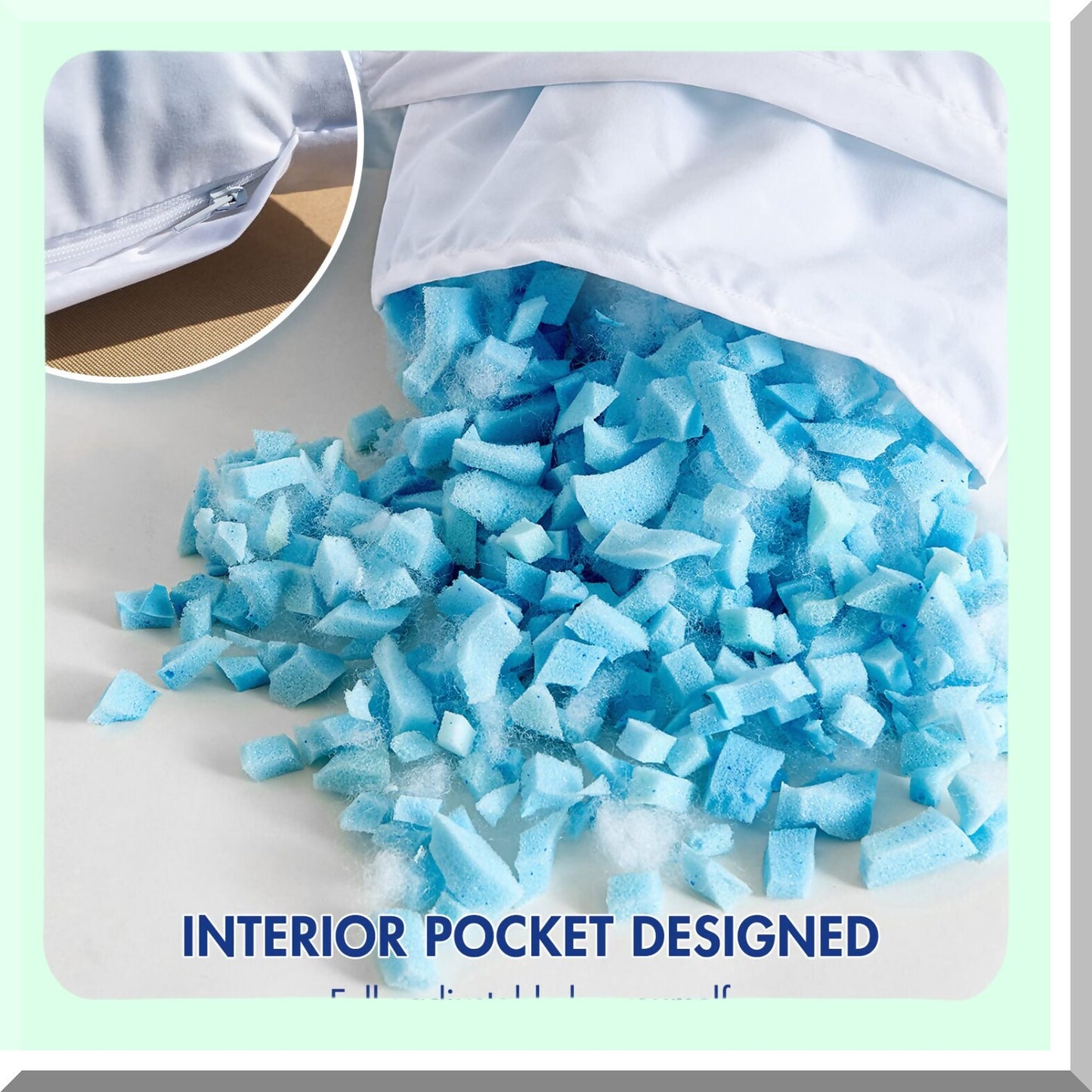 CoolFoam Outdoor Pillow Inserts - Set of 2 Premium Water Resistant Throw Pillows with Shredded Memory Foam Cooling Filler. Perfect Square Decorative Couch Stuffer Sham for Patio Furniture.