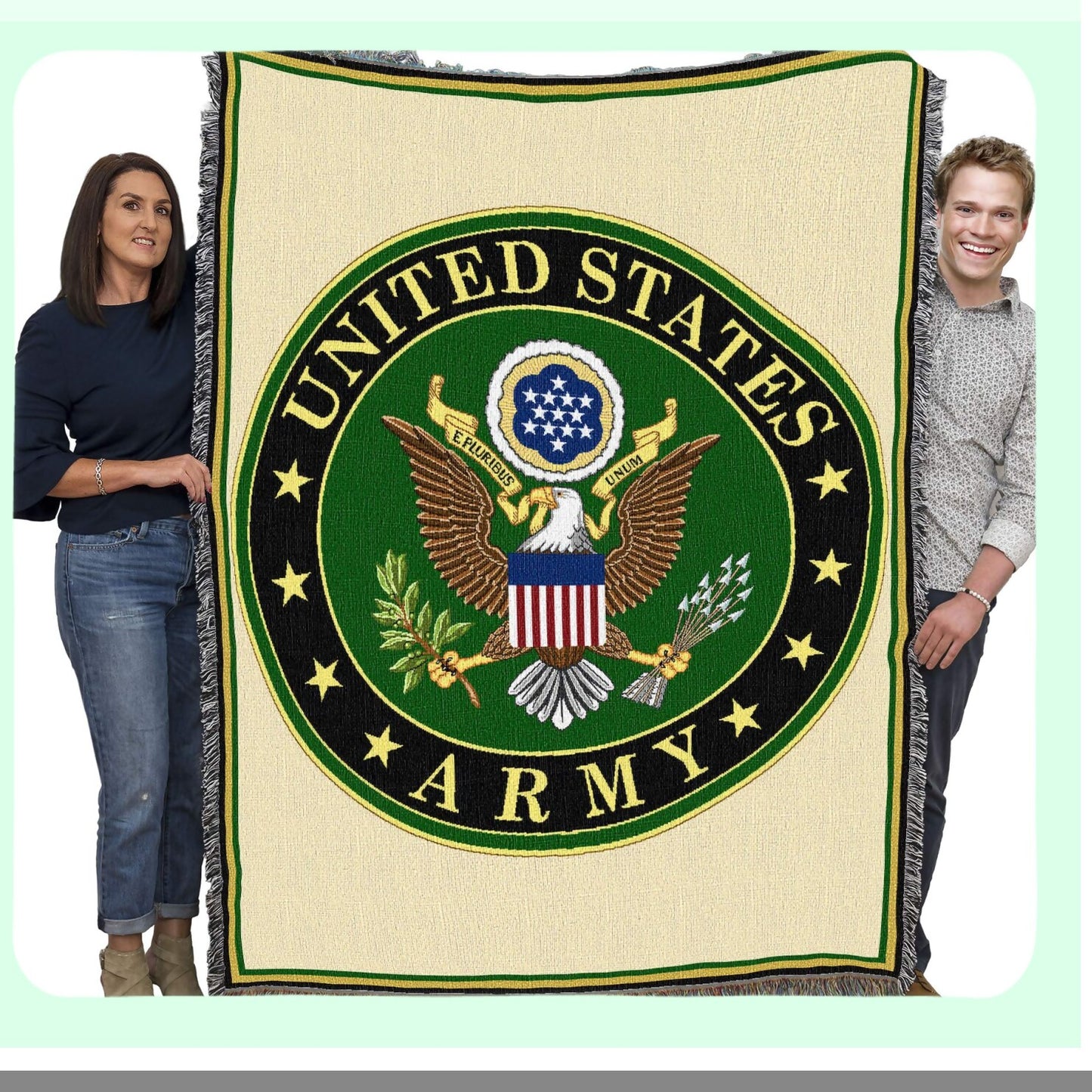 Patriot Eagle Woven Tapestry Blanket - 100% Cotton, Made in USA, 72x54