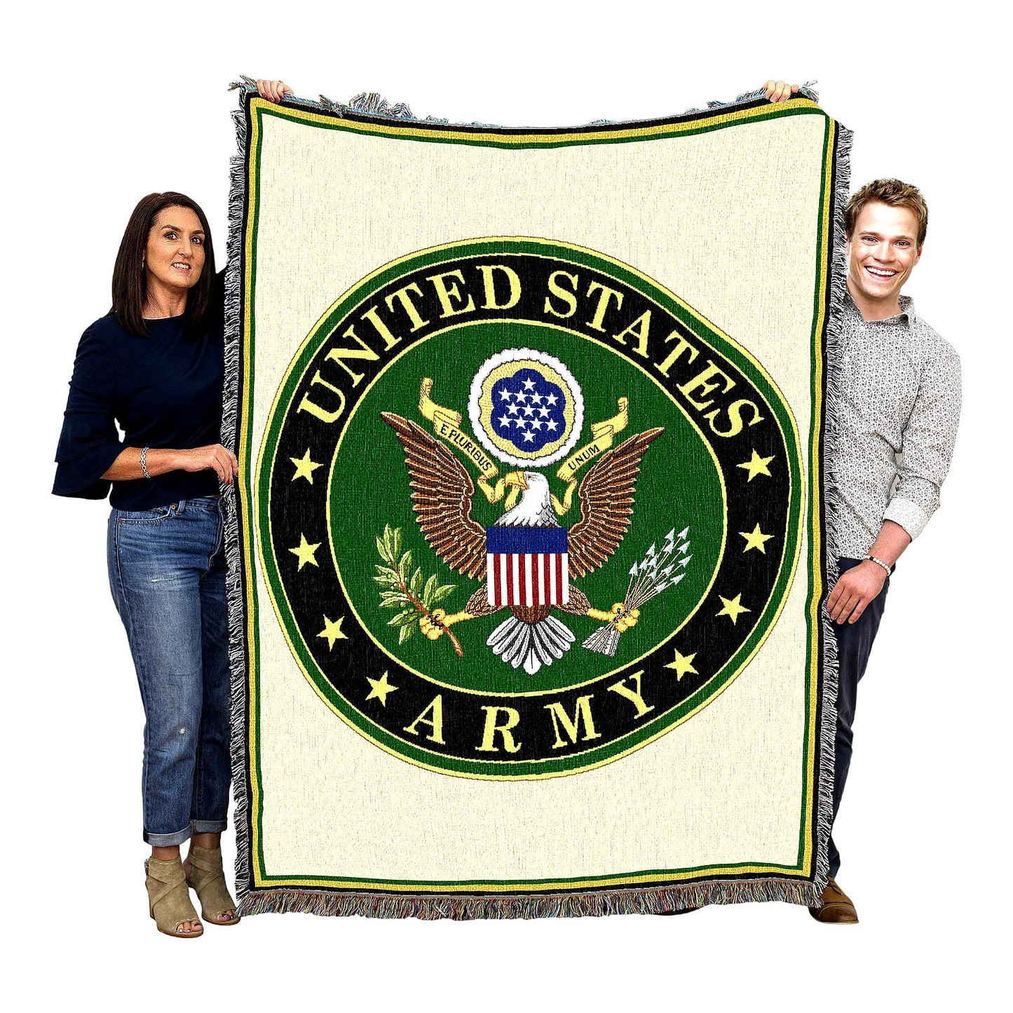 Patriot Eagle Woven Tapestry Blanket - 100% Cotton, Made in USA, 72x54