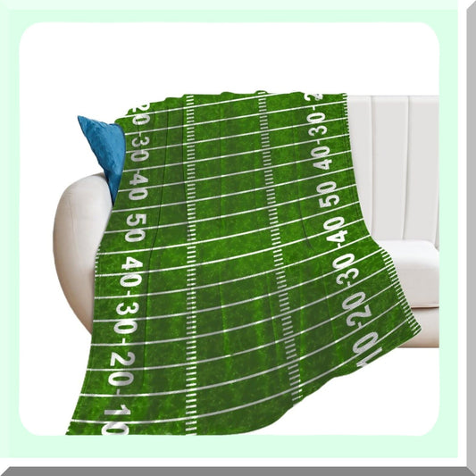 EverCozy Flannel Fleece Blanket - Football Field Green Throw for Bedroom, Couch, Travel - All Season Comfort for Adults & Kids, 80"x60""