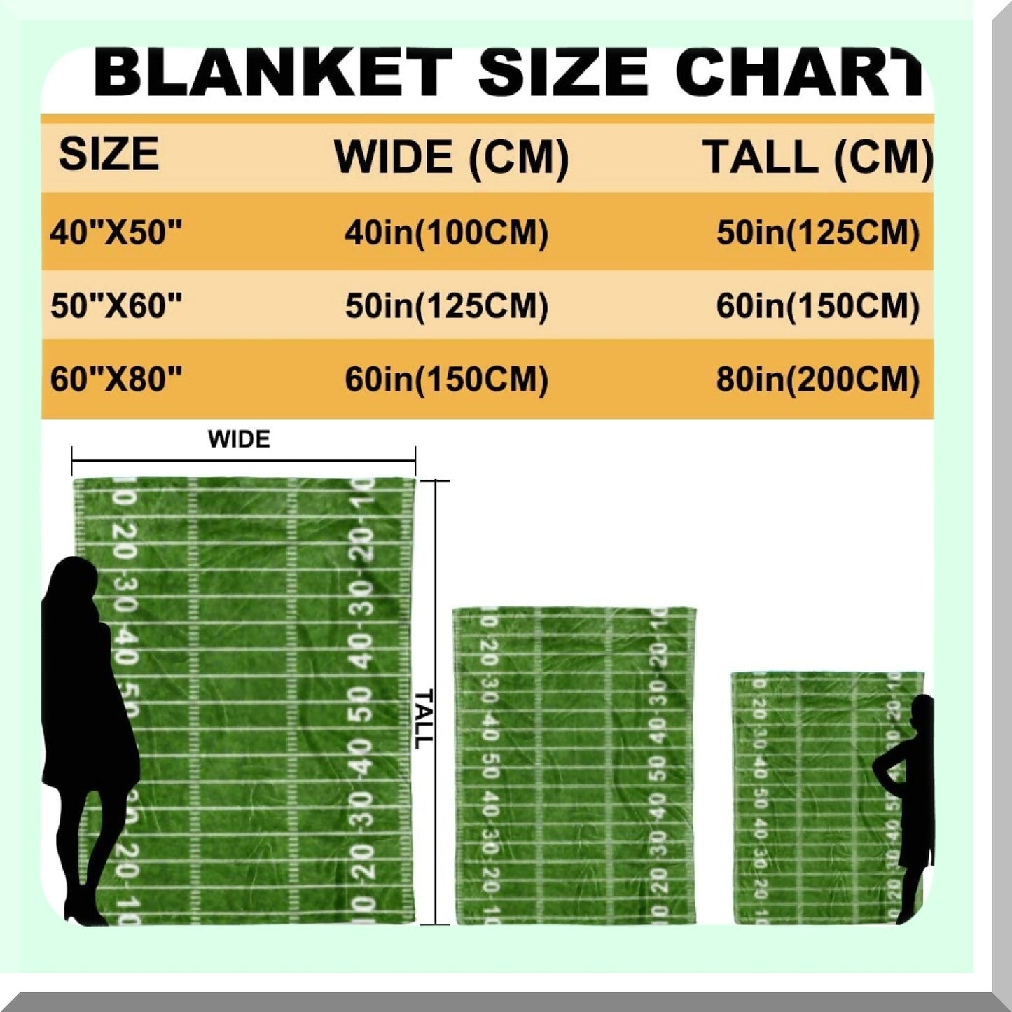 EverCozy Flannel Fleece Blanket - Football Field Green Throw for Bedroom, Couch, Travel - All Season Comfort for Adults & Kids, 80"x60""