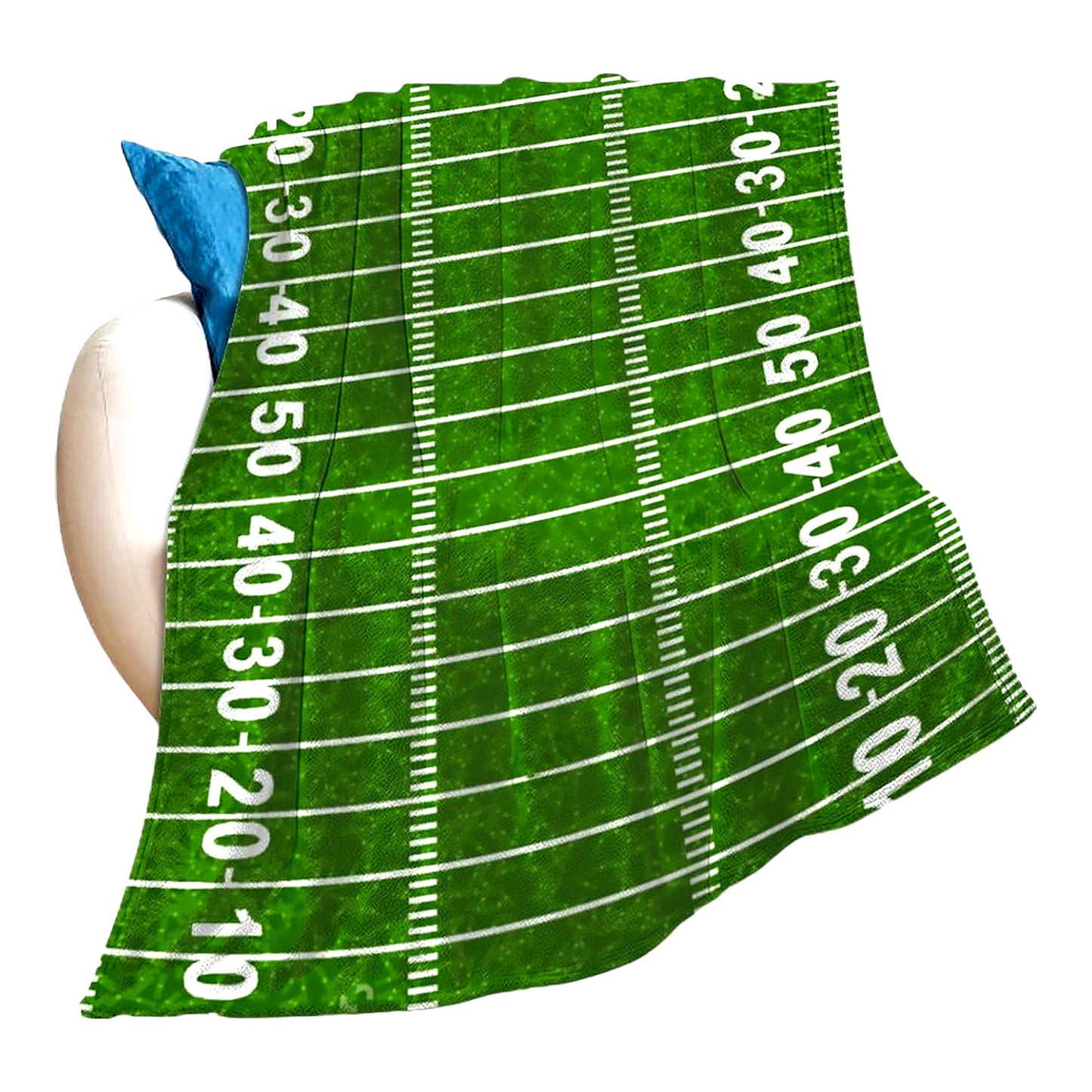 EverCozy Flannel Fleece Blanket - Football Field Green Throw for Bedroom, Couch, Travel - All Season Comfort for Adults & Kids, 80"x60""