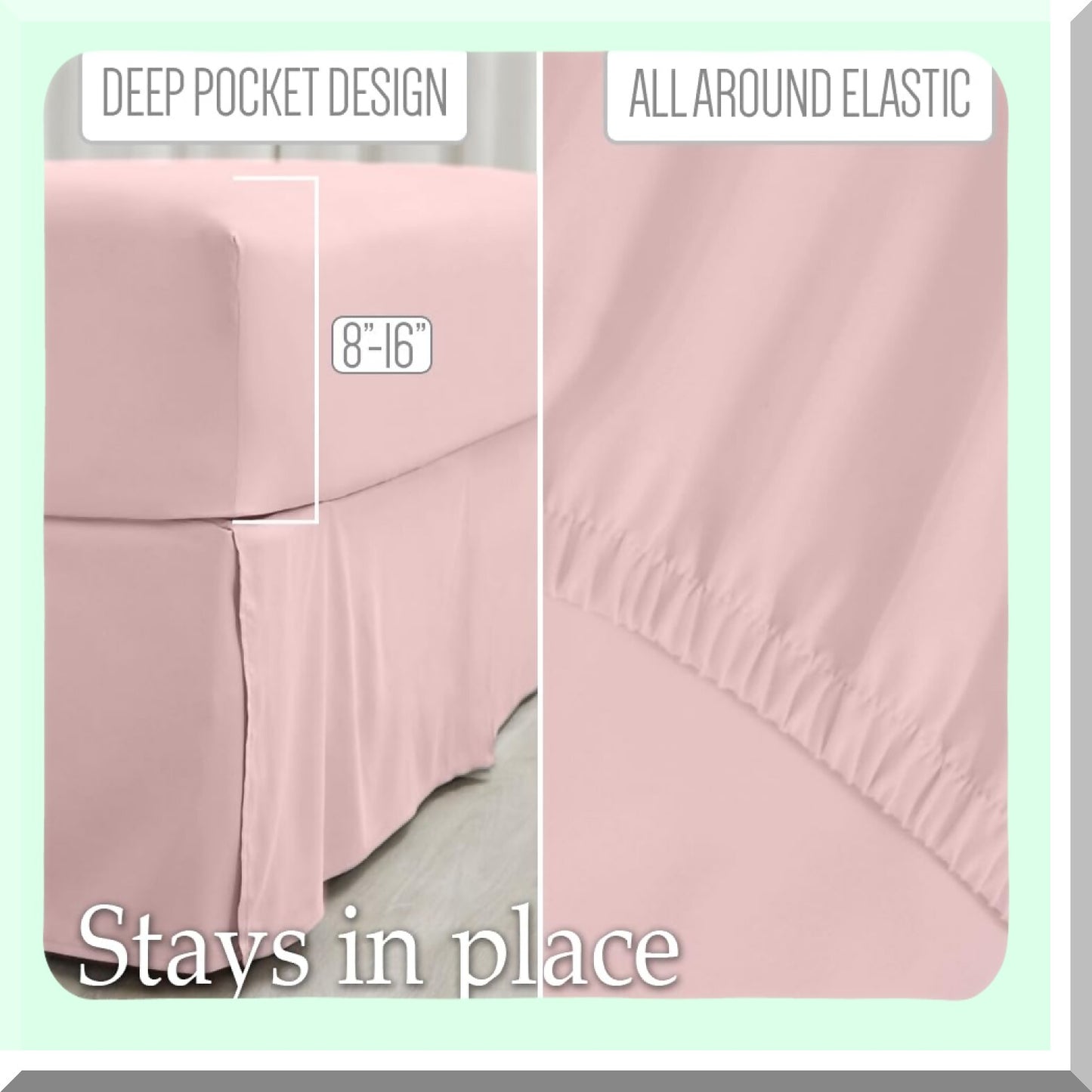 Luxury Linen Collection - Light Pink Queen Bed Sheet Set with Extra Deep Pocket. Soft Microfiber Hotel Bedding, Breathable & Wrinkle Resistant. 4 Piece Sheets & Pillowcase Sets, Fade Resistant & Mach
