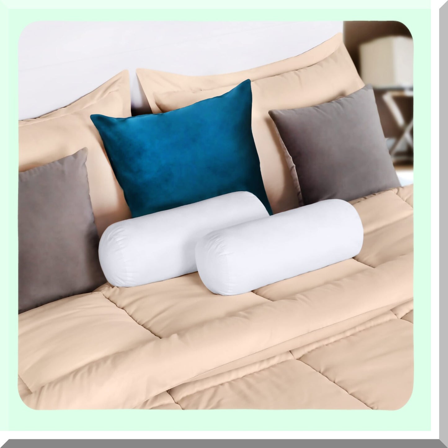 White Comfort Bolster Pillow Set - 6x16 Inch Pack of 2 for Bed and Couch - Indoor Decorative Cushions for Ultimate Relaxation and Support