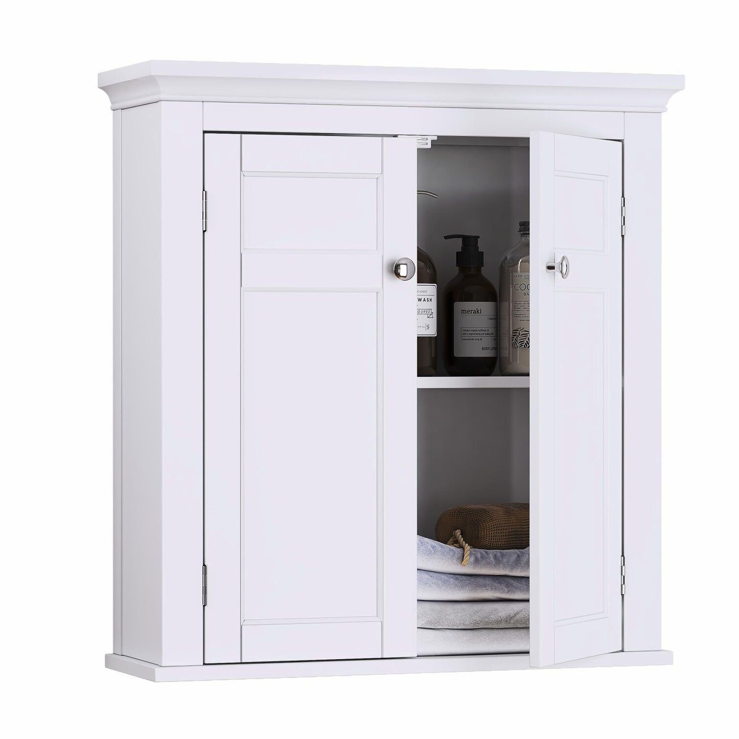 Wall Mounted Bathroom Cabinet with Doors and Shelves