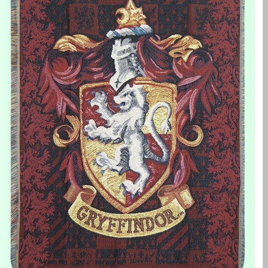 Gryffindor Shield Woven Tapestry Throw Blanket - 48" x 60" - Cozy Hogwarts House Decor