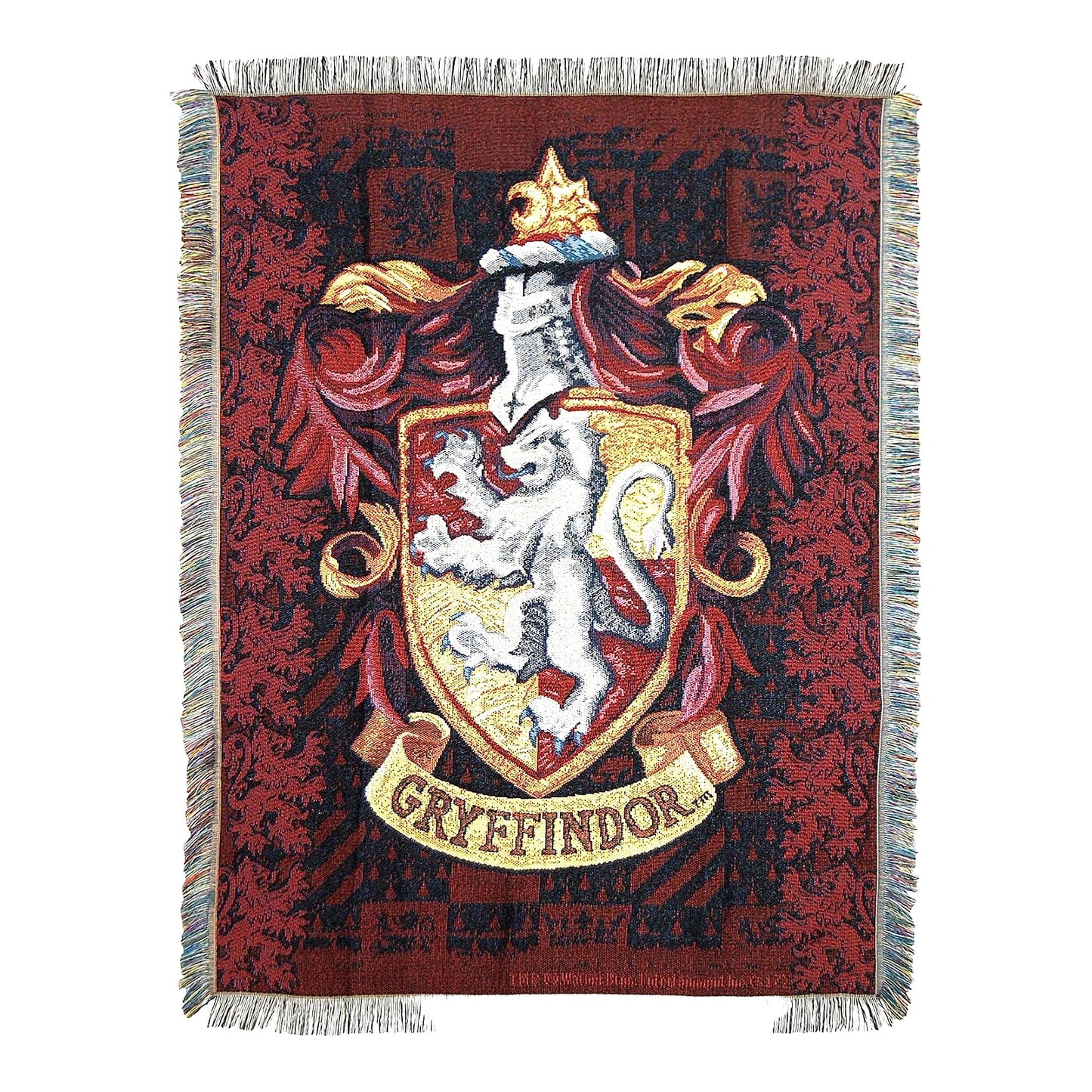 Gryffindor Shield Woven Tapestry Throw Blanket - 48" x 60" - Cozy Hogwarts House Decor