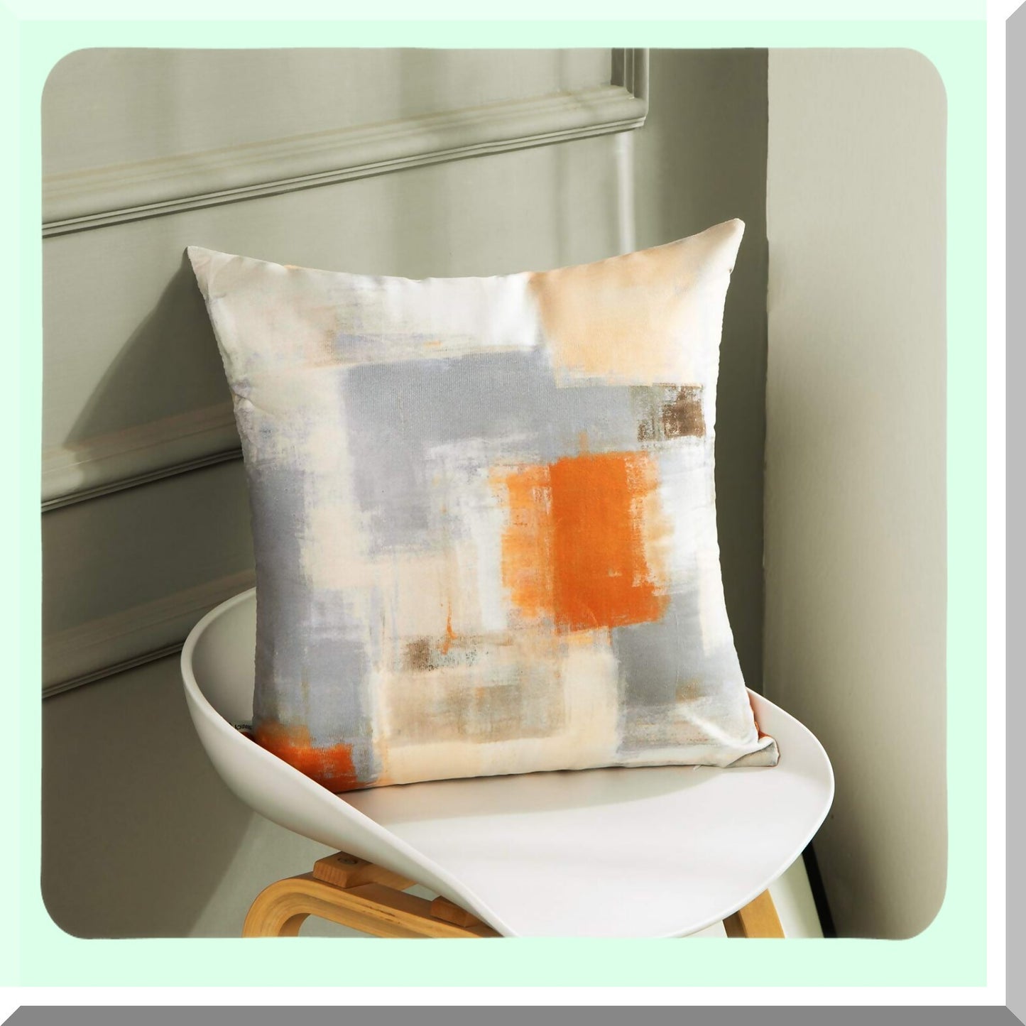 Abstract Art Decor Pillow Covers Set - 18x18 Inches, 2 Pack Modern Painting Pillowcases for Bedroom & Living Room, Cushion Couch Sofa - Beige Orange Theme