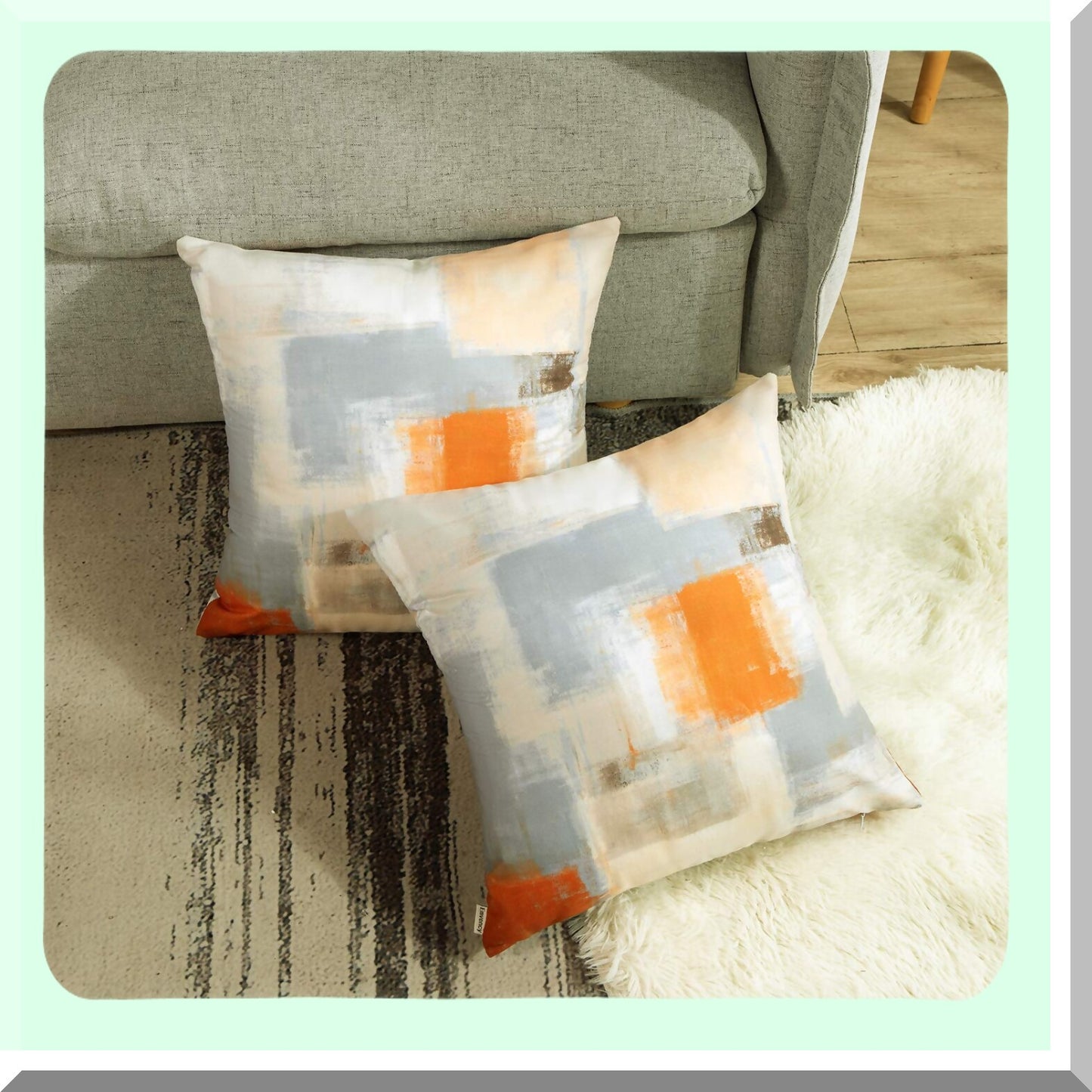 Abstract Art Decor Pillow Covers Set - 18x18 Inches, 2 Pack Modern Painting Pillowcases for Bedroom & Living Room, Cushion Couch Sofa - Beige Orange Theme