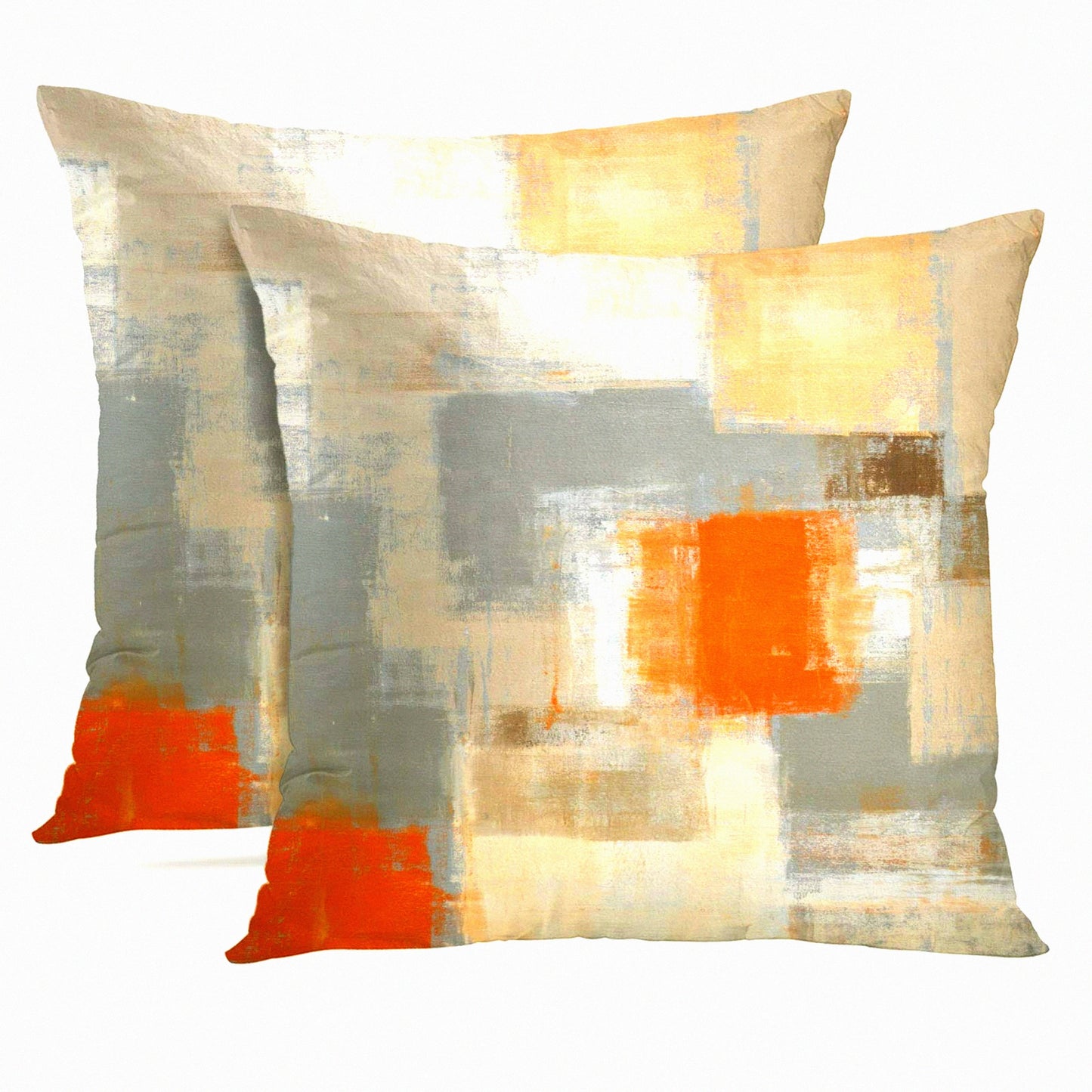 Abstract Art Decor Pillow Covers Set - 18x18 Inches, 2 Pack Modern Painting Pillowcases for Bedroom & Living Room, Cushion Couch Sofa - Beige Orange Theme