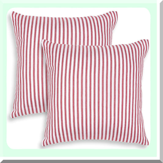 Stripe Cotton Decorative Pillow Covers - Set of 2 - 24x24 Inches