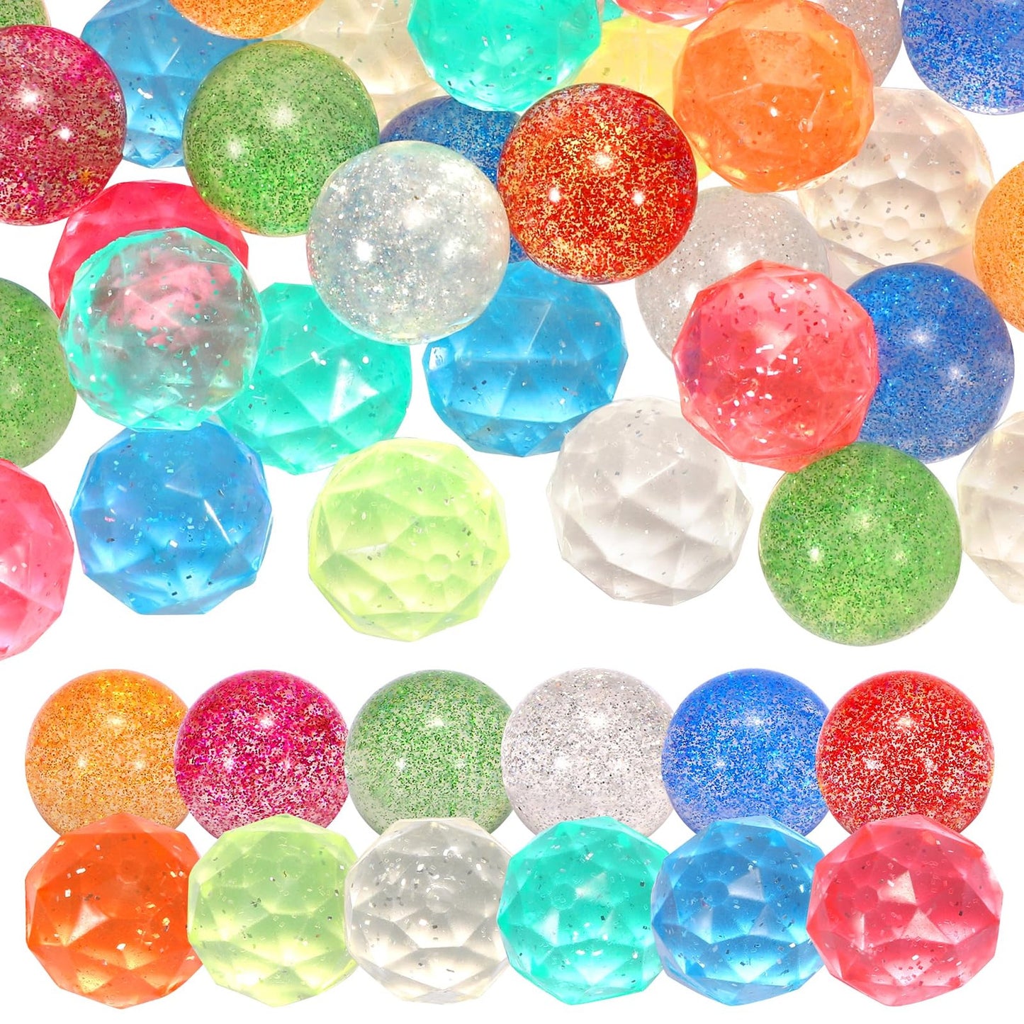 Colorful Bounce Bag - 24Pcs Rubber Bouncy Balls for Kids! Perfect Party Favors, Goodie Bag Stuffers, Clroom Prizes, and Gifts.