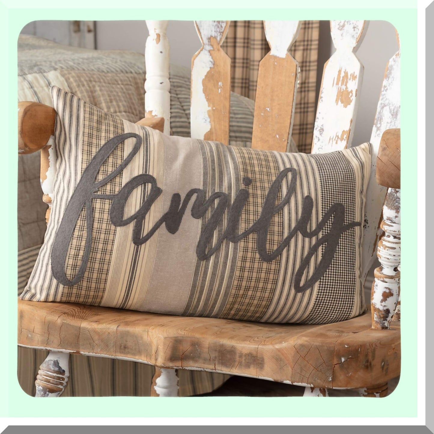 Charcoal Farmhouse Family Pillow - Rustic Sawyer Mill Design - 14x22 Decorative Cushion for Home Décor - Cozy Accent Pillow for Living Room