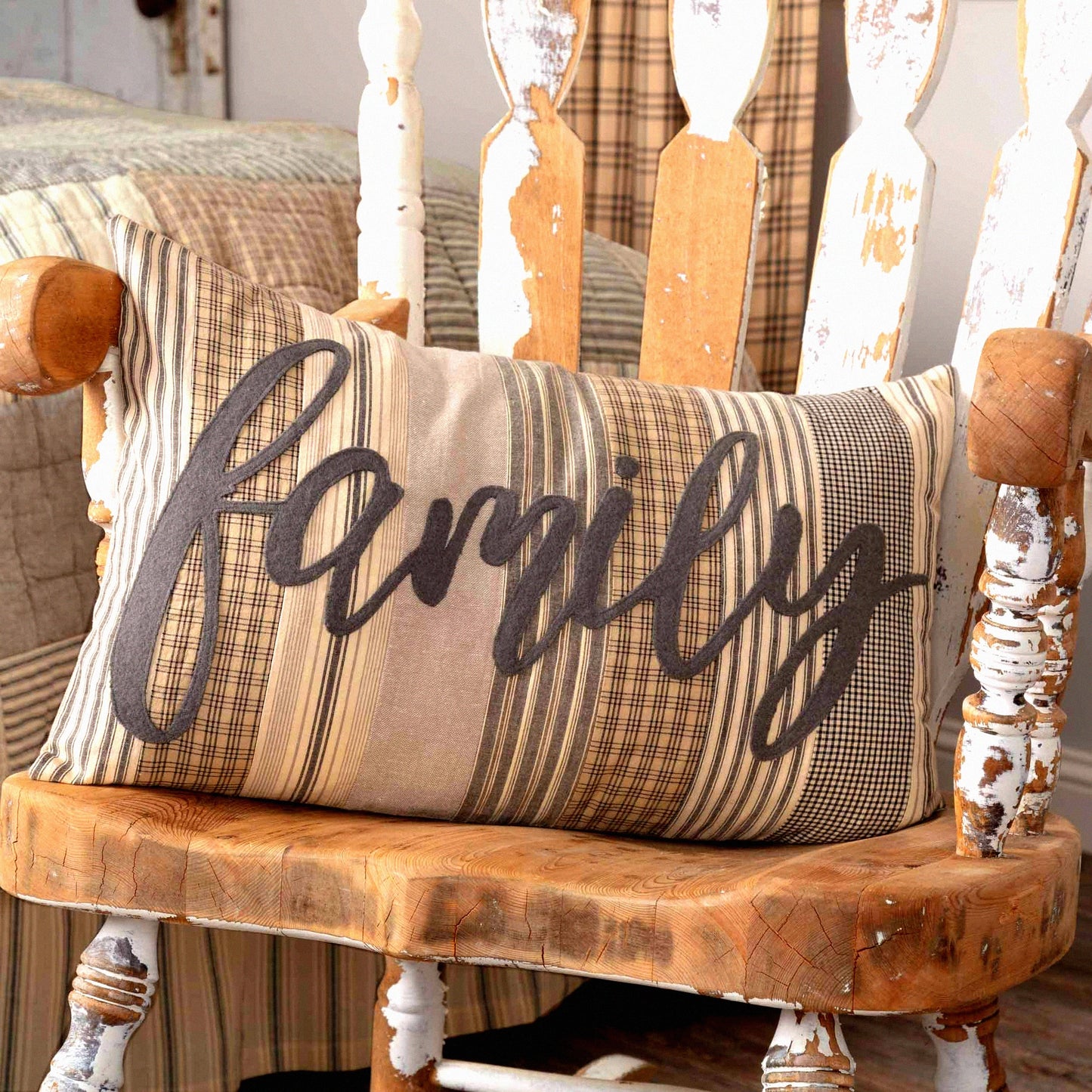 Charcoal Farmhouse Family Pillow - Rustic Sawyer Mill Design - 14x22 Decorative Cushion for Home Décor - Cozy Accent Pillow for Living Room