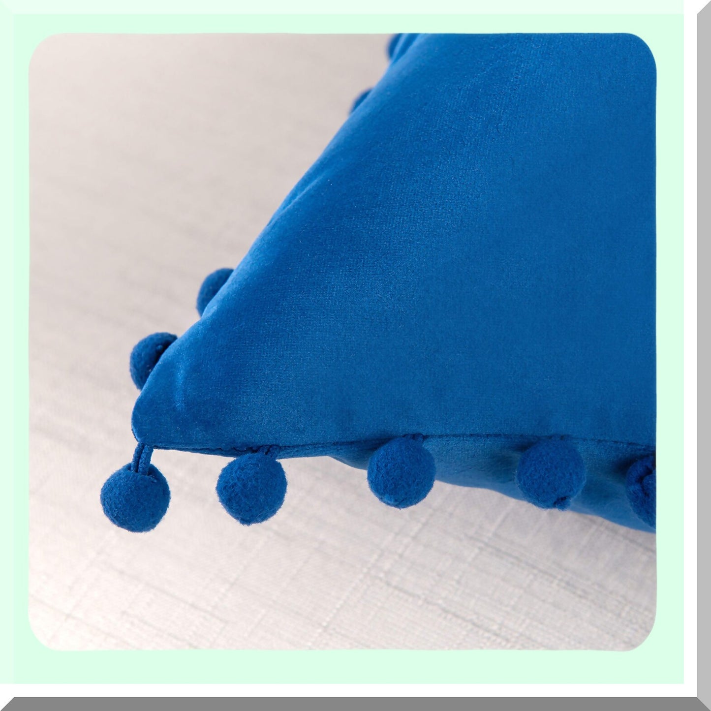 Royal Velvet Fringe Cushion Covers - Set of 2 | Soft Decorative Throw Pillow Cases for Couch & Bed | 18 x 18 Inch | POM-POMS Square Livingroom Cushion Case